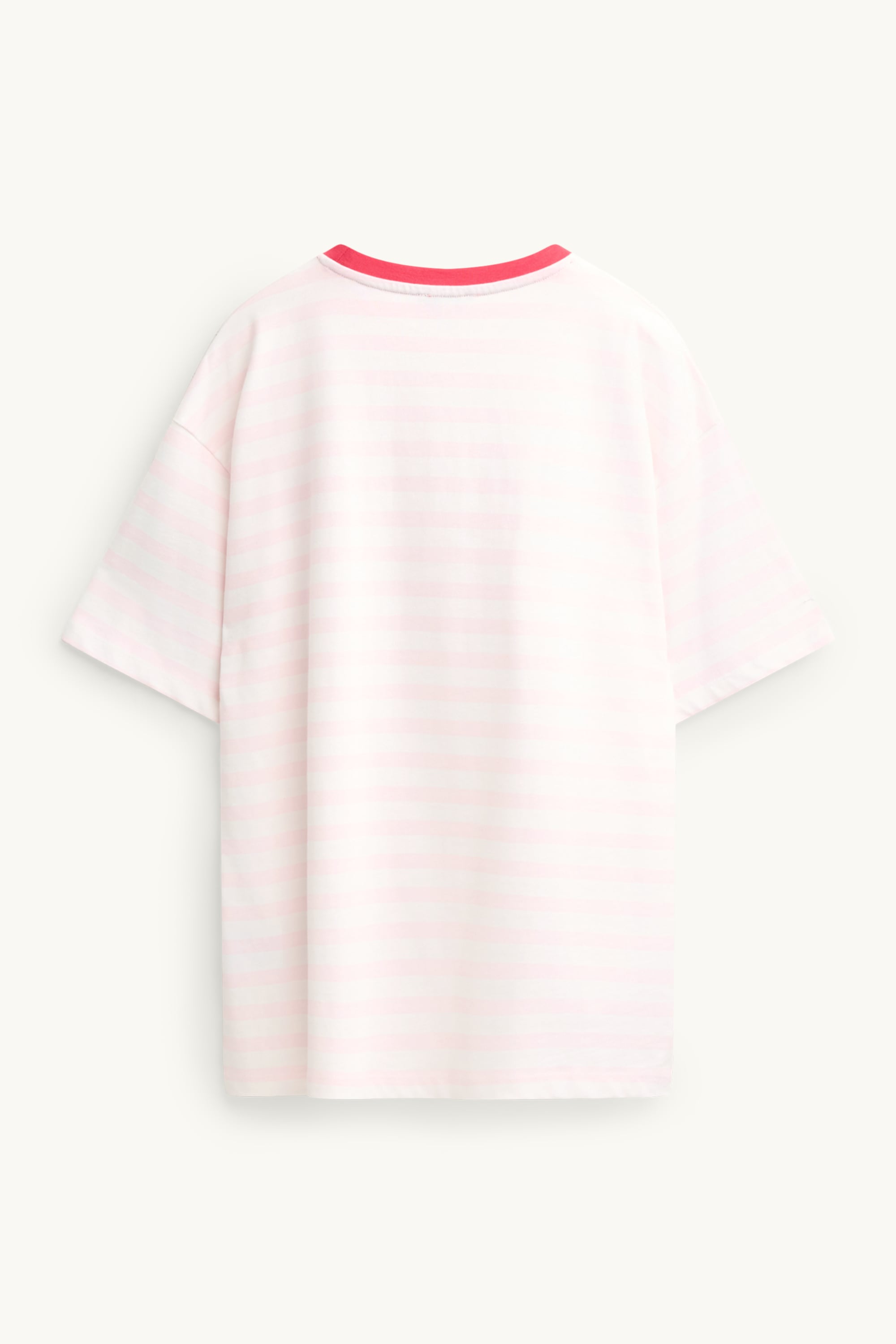 T-shirt - oversized - striped white / pink