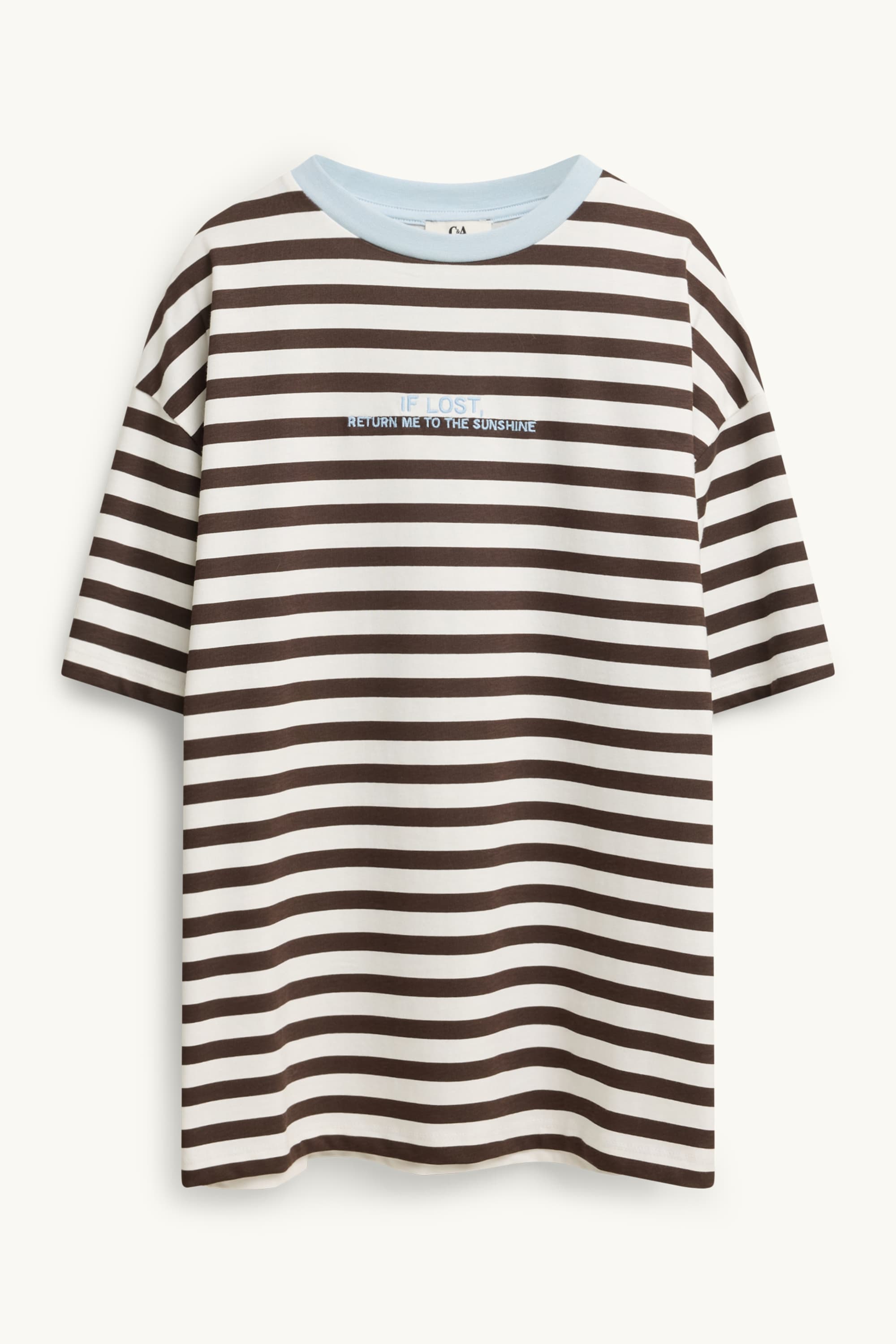 T-shirt - oversized - striped brown / cremewhite