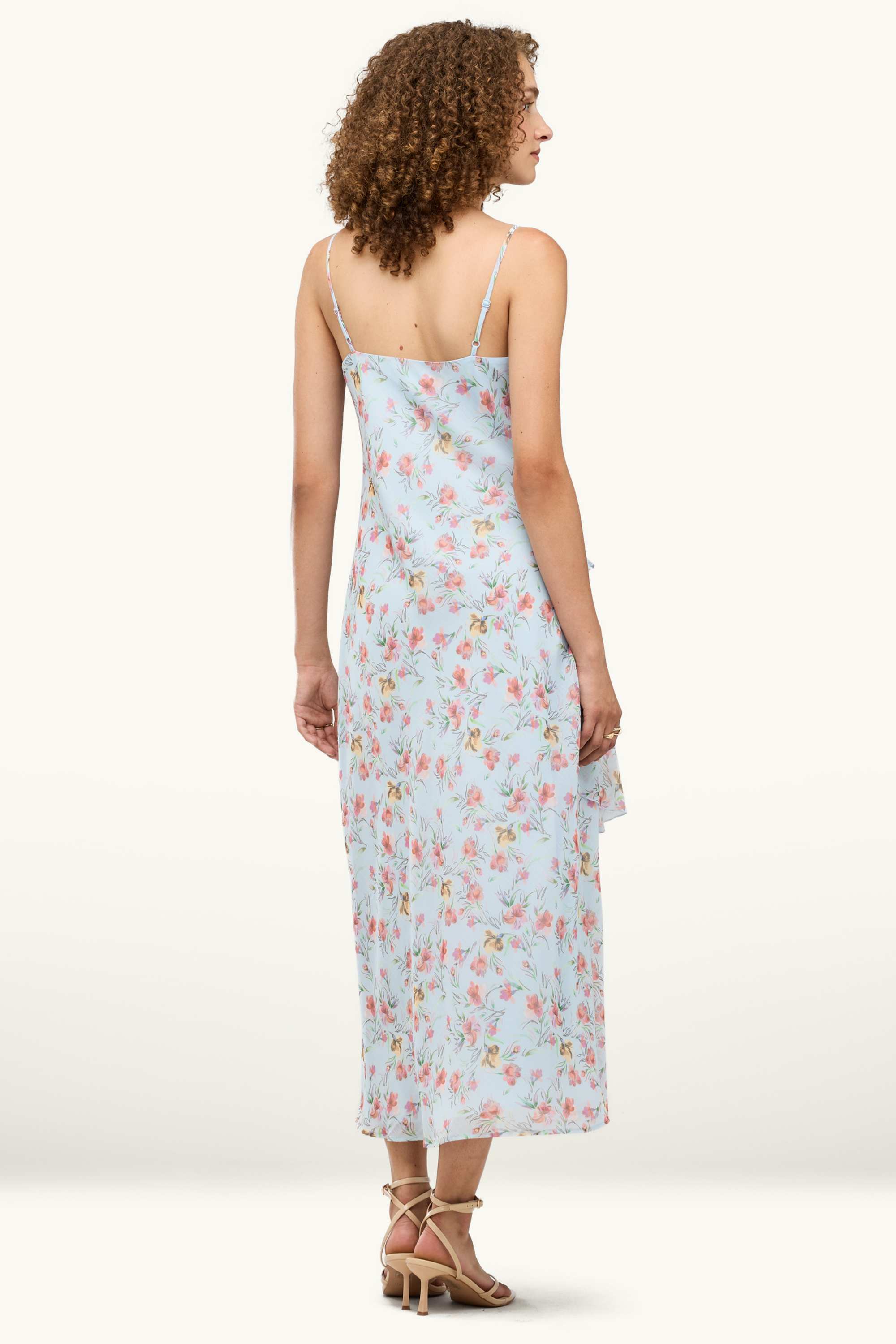 Fit & flare V-neck dress - floral light blue