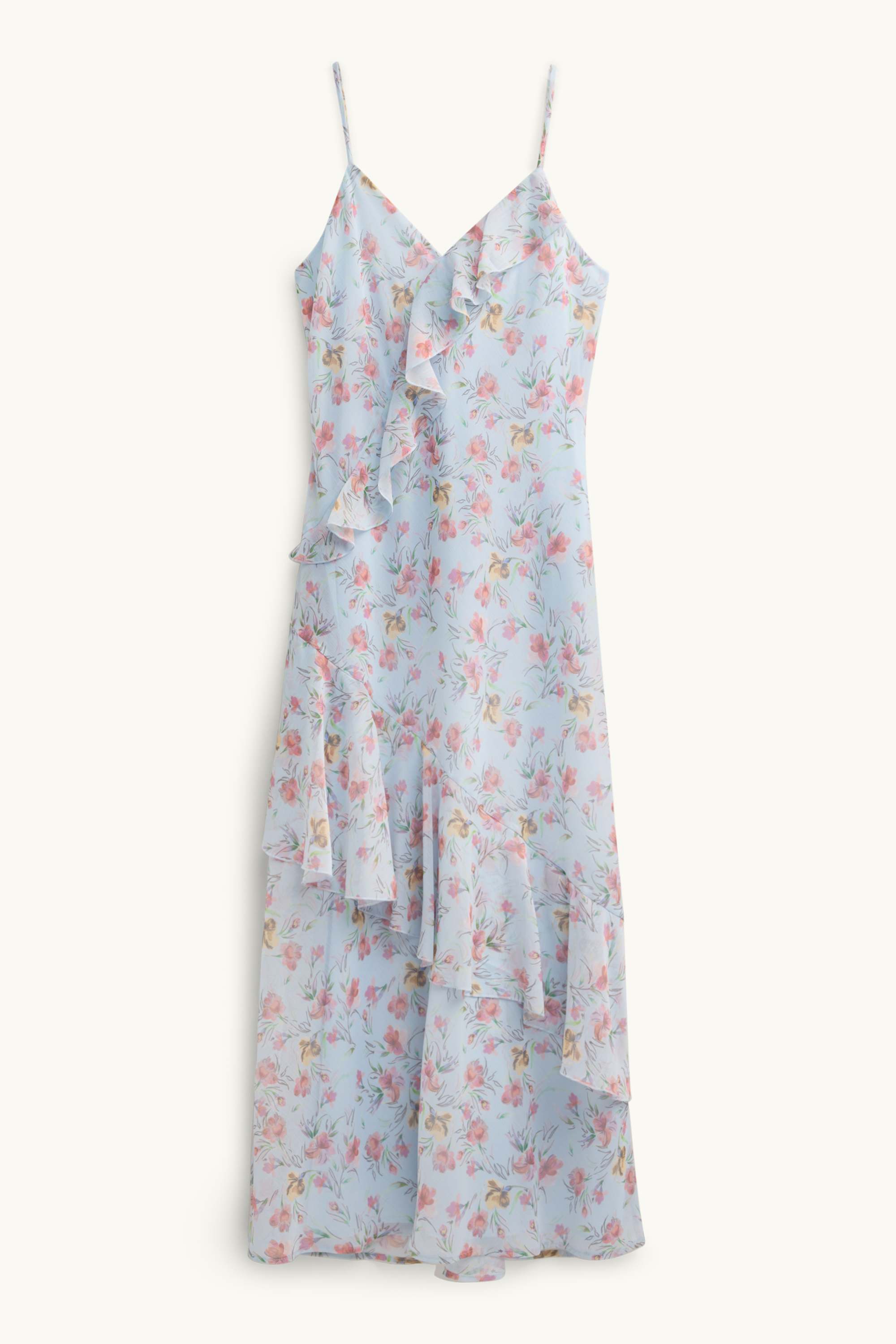 Fit & flare V-neck dress - floral light blue