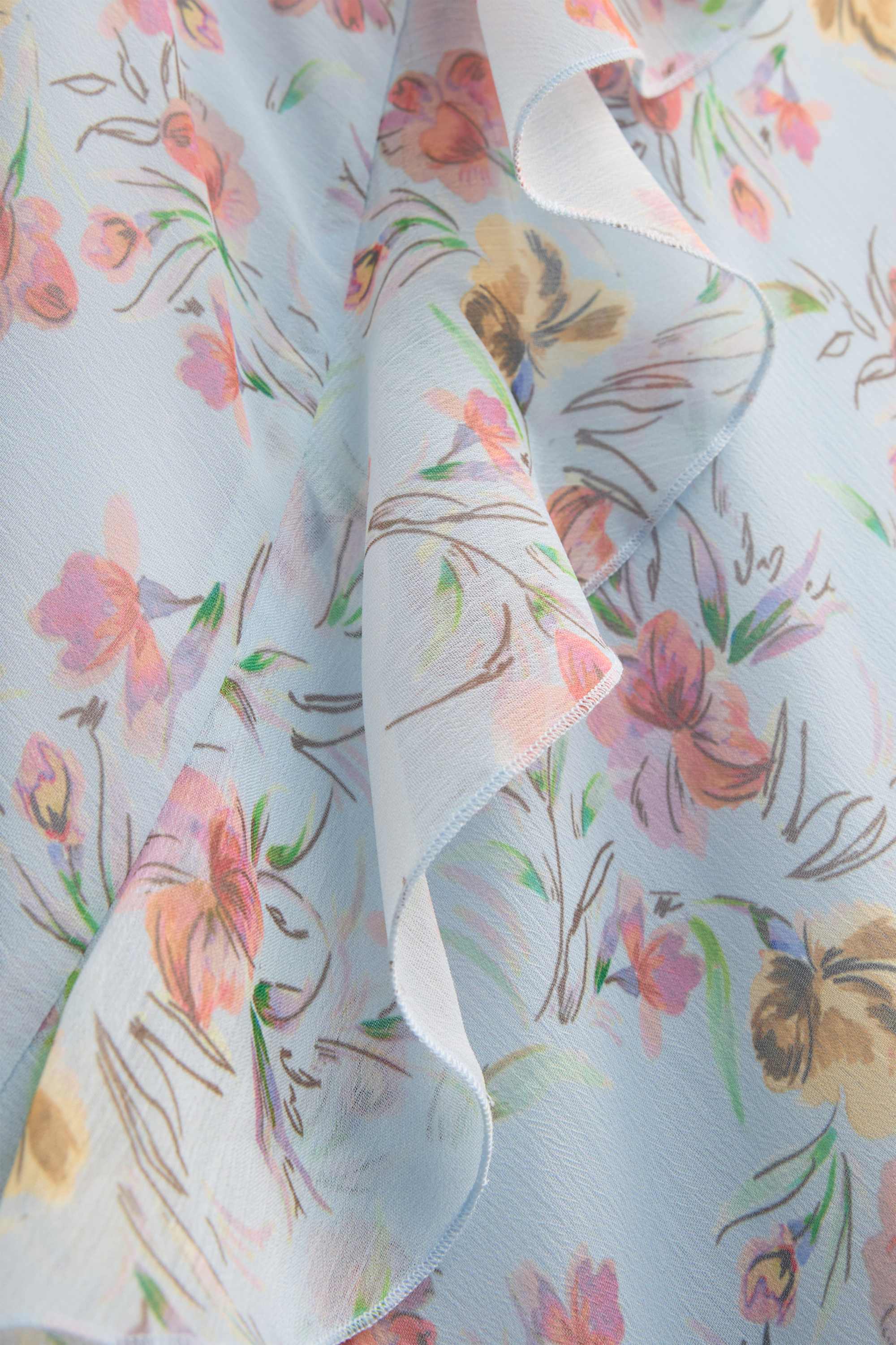 Fit & flare V-neck dress - floral light blue