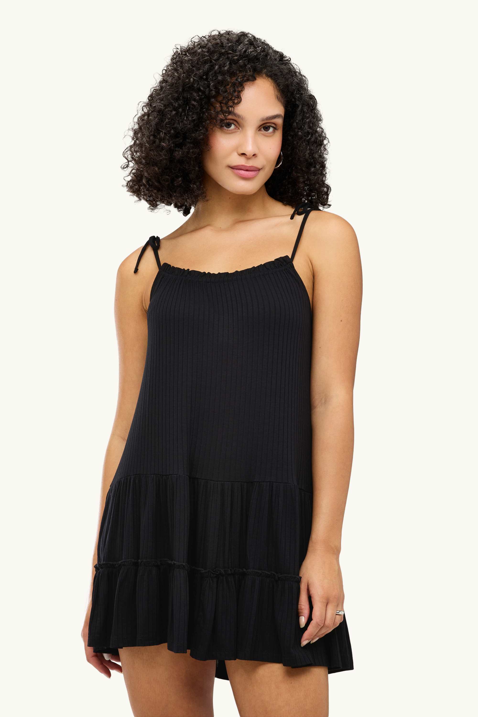 A-line dress - ribbed black