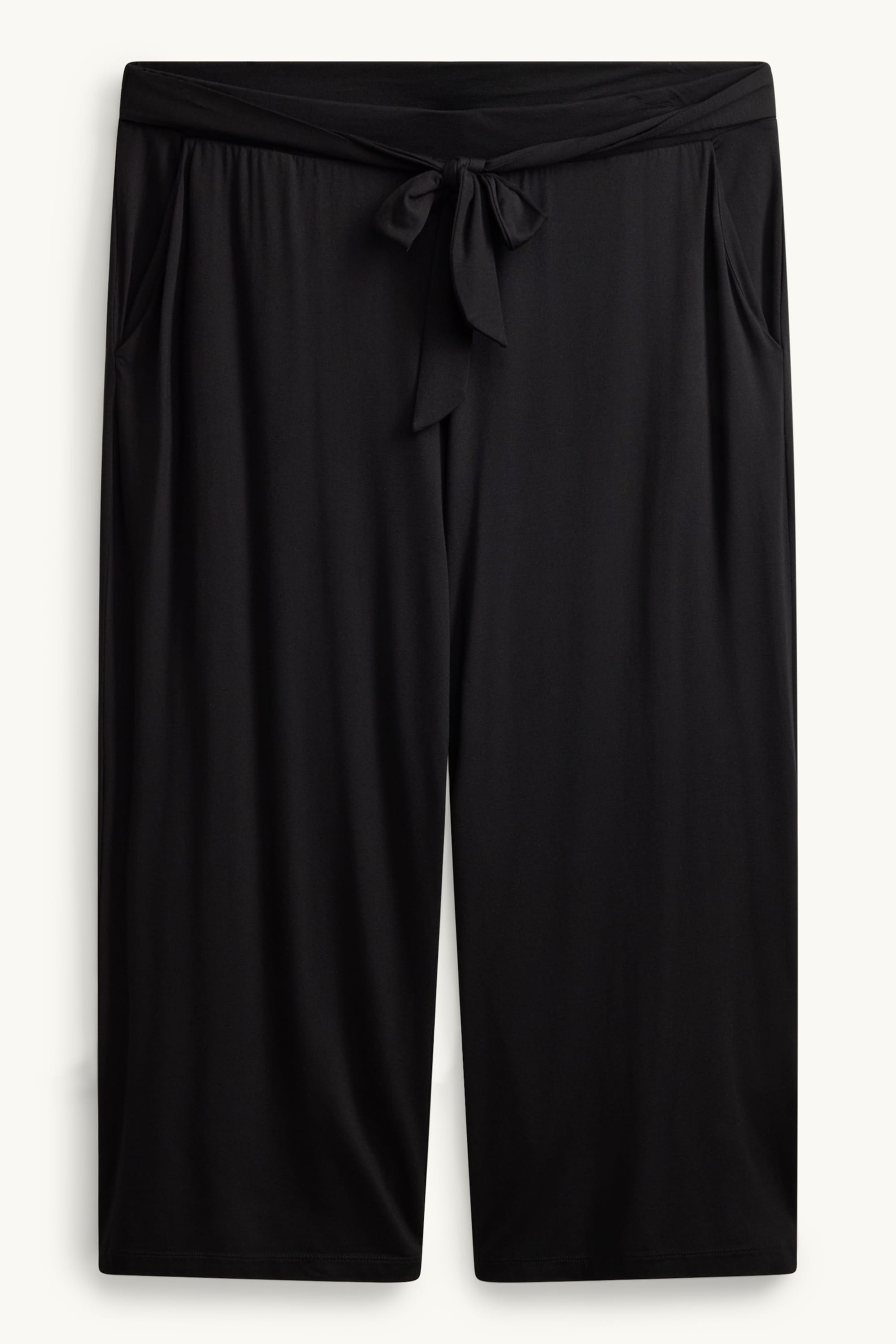 Jersey trousers - mid-rise waist - wide leg black
