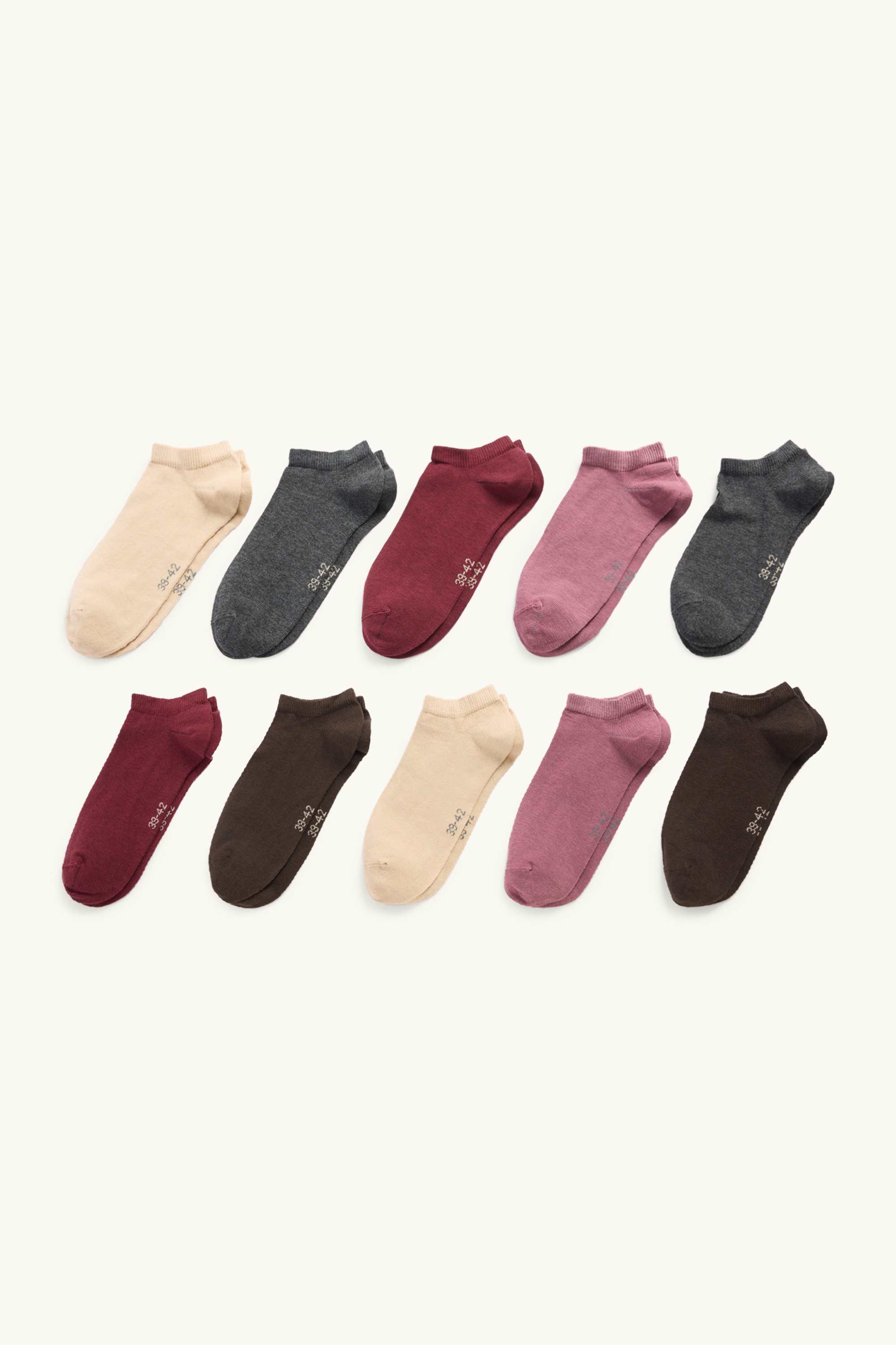 Multipack of 10 - trainer socks gray / brown