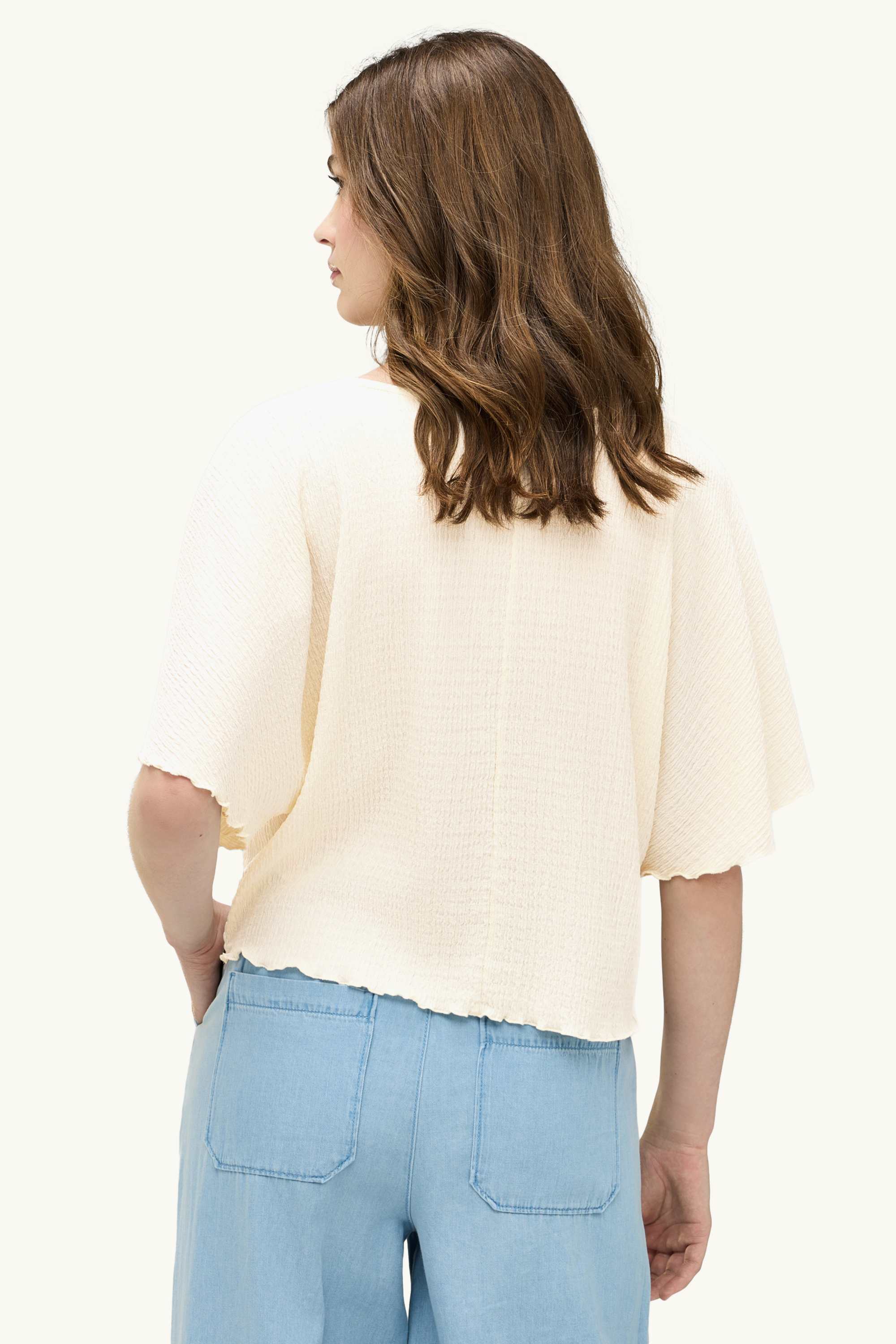 T-shirt - regular fit - smocked creme