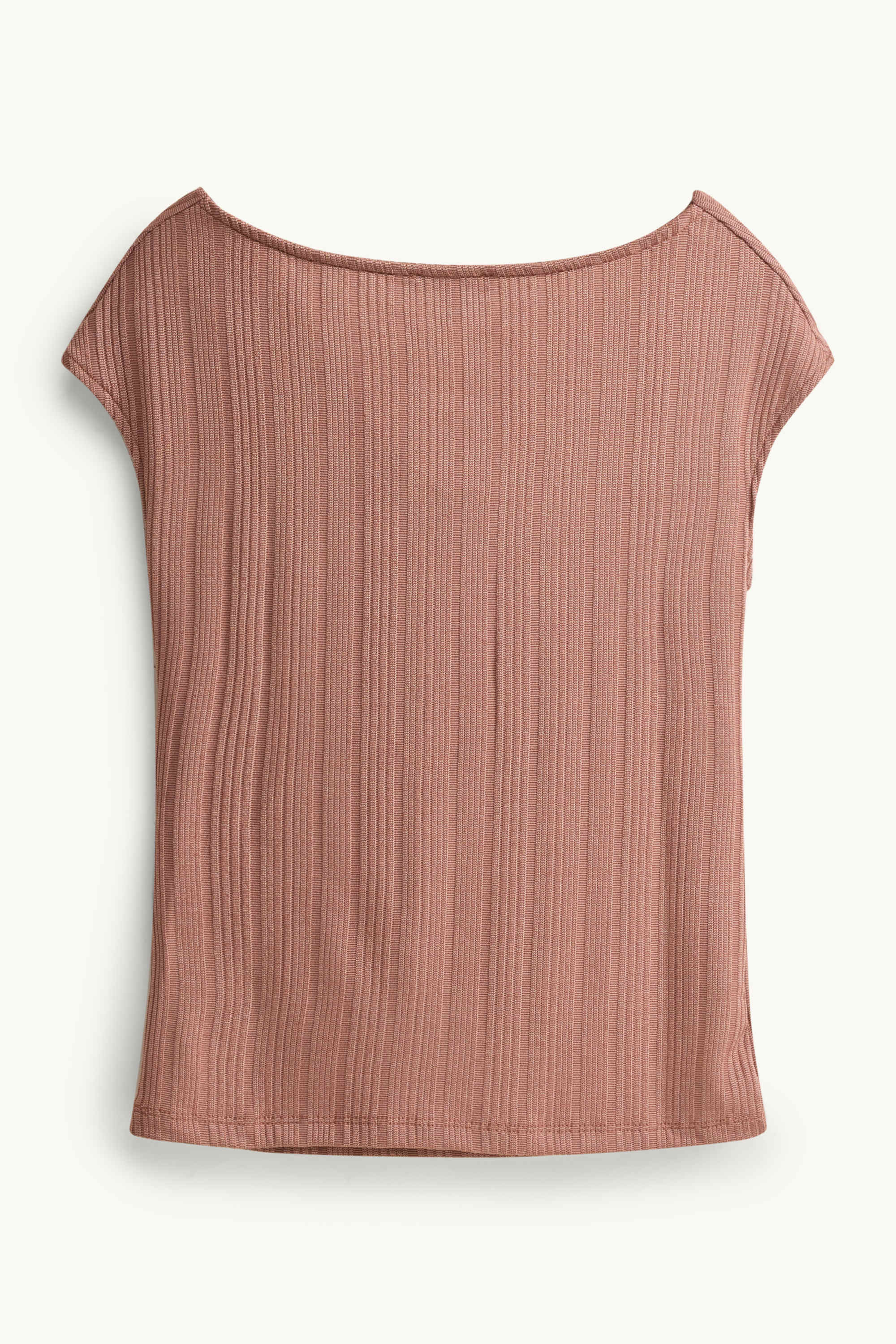 Top - striped - textured dark rose