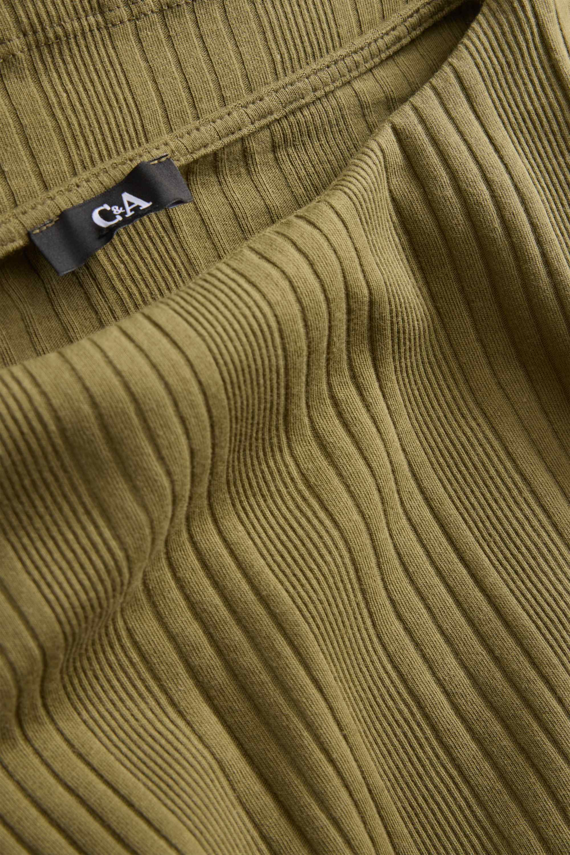 T-shirt - regular fit - ribbed- striped khaki