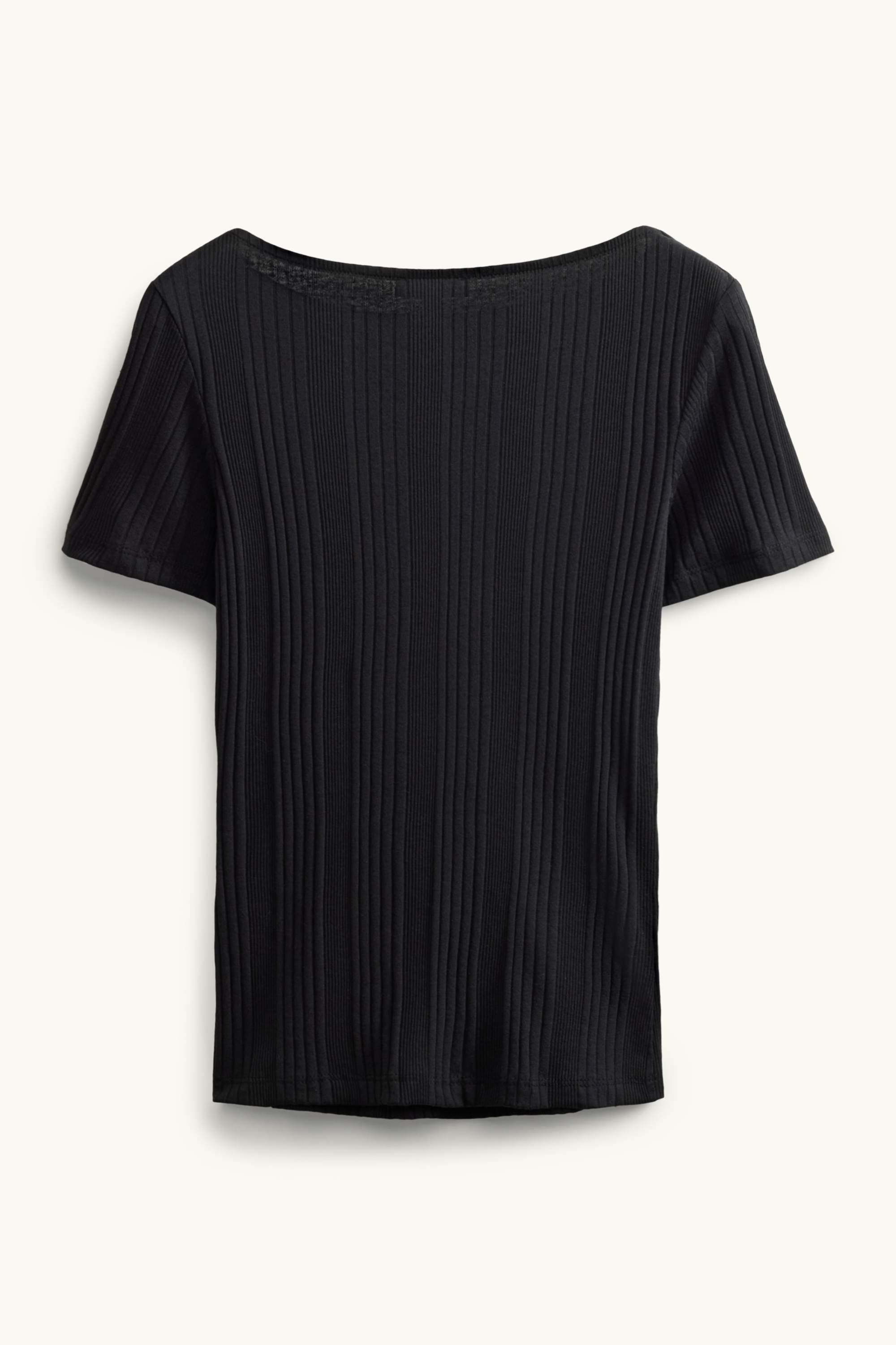 T-shirt - regular fit - ribbed- striped black