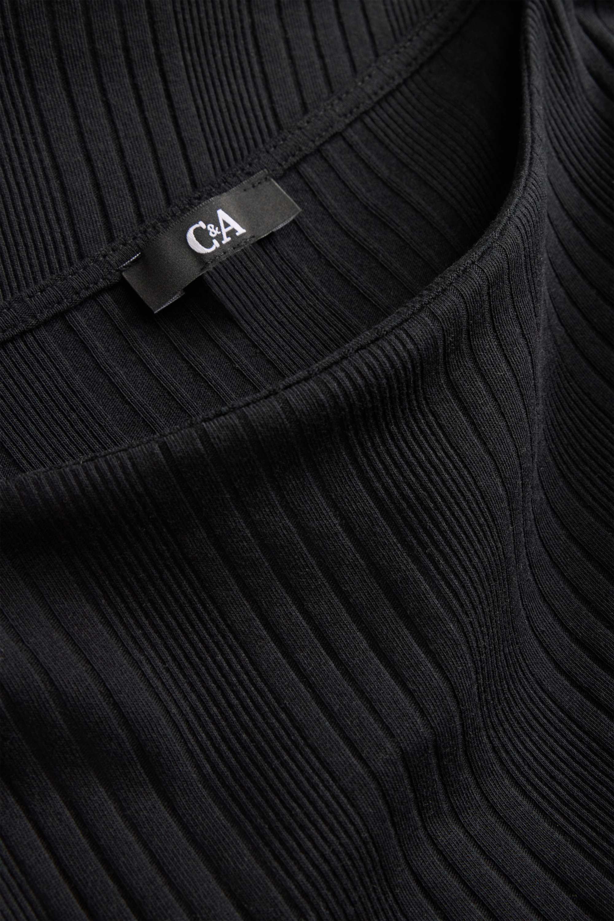 T-shirt - regular fit - ribbed- striped black