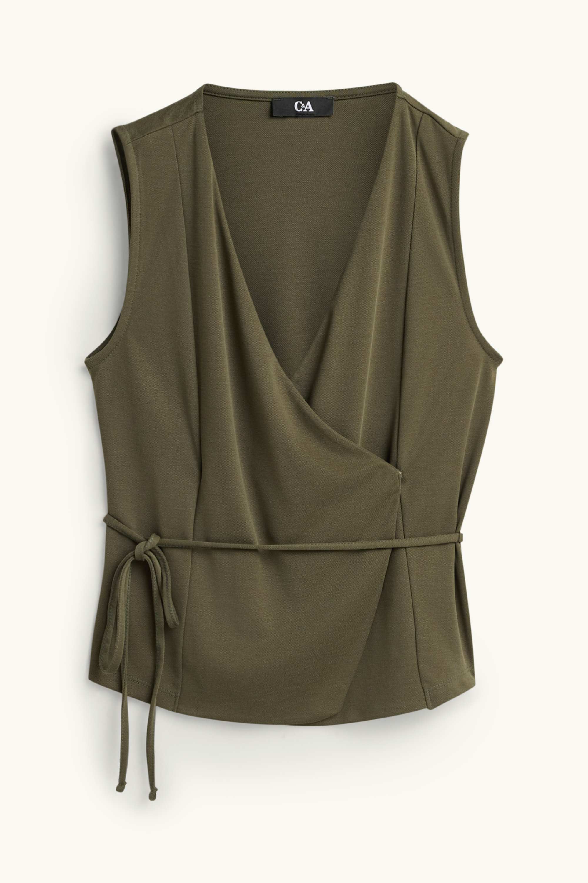 V-neck wrap top dark green