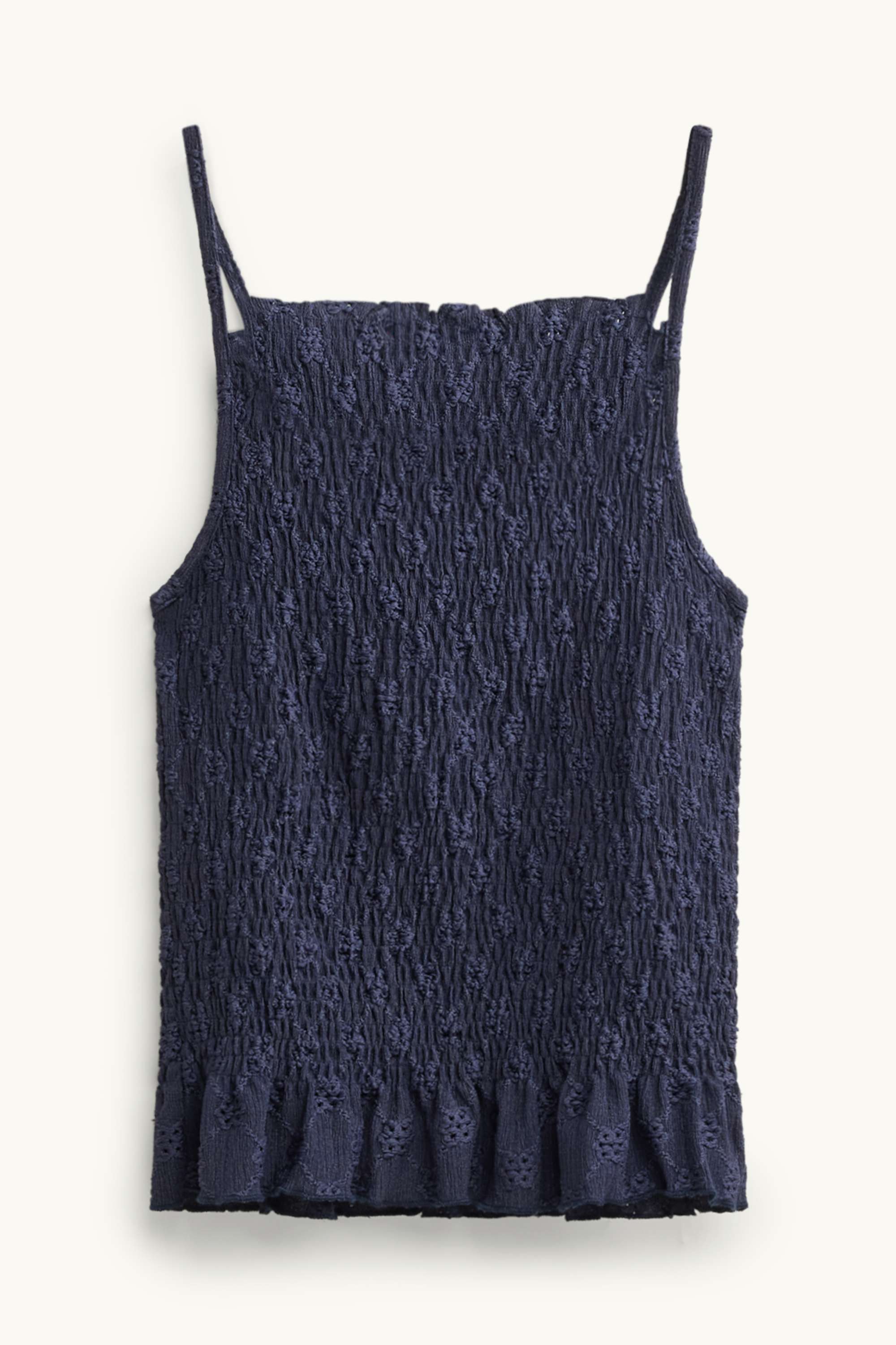 Top - smocked - broderie anglaise dark blue