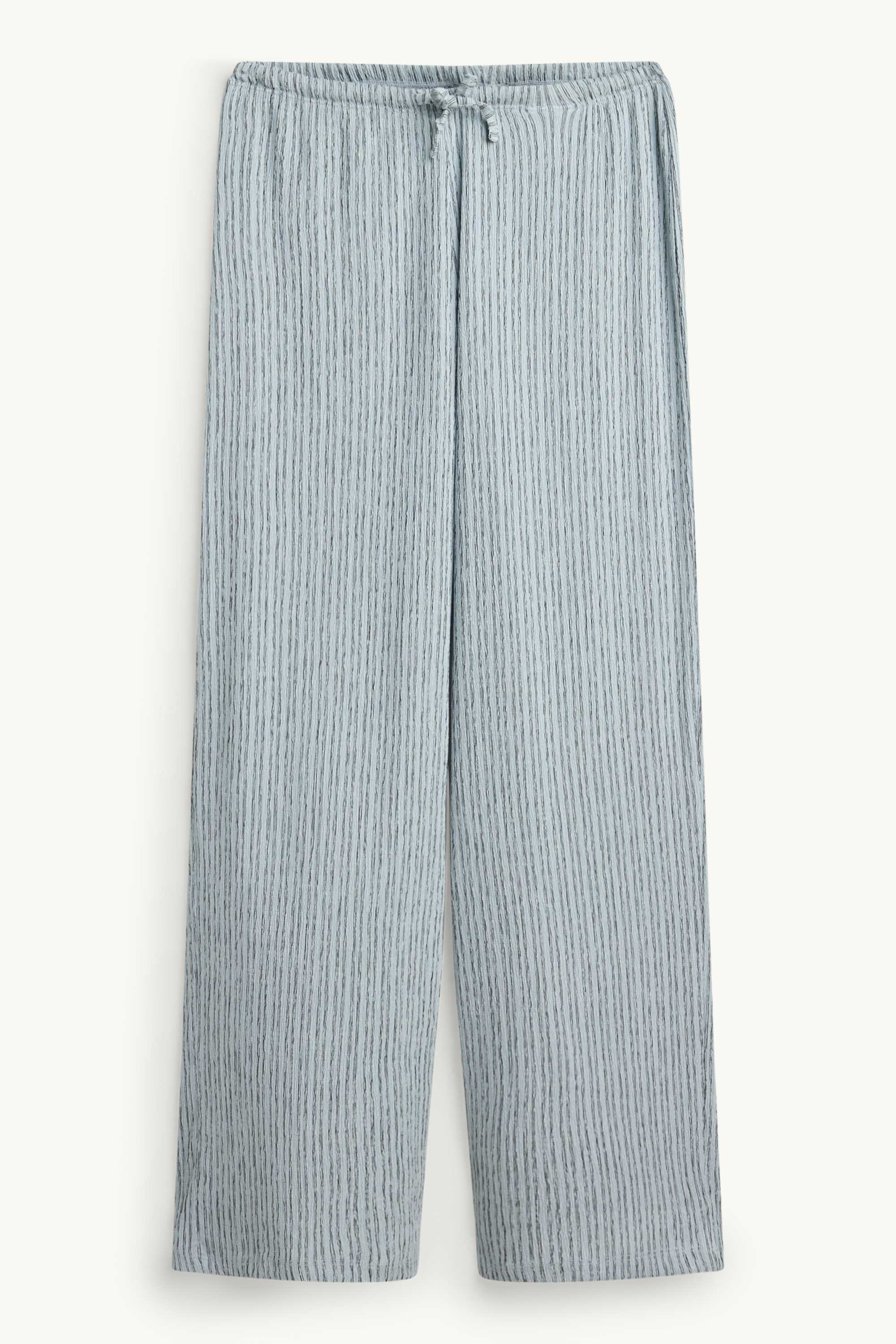 Cloth trousers - mid-rise waist - wide leg - striped light blue