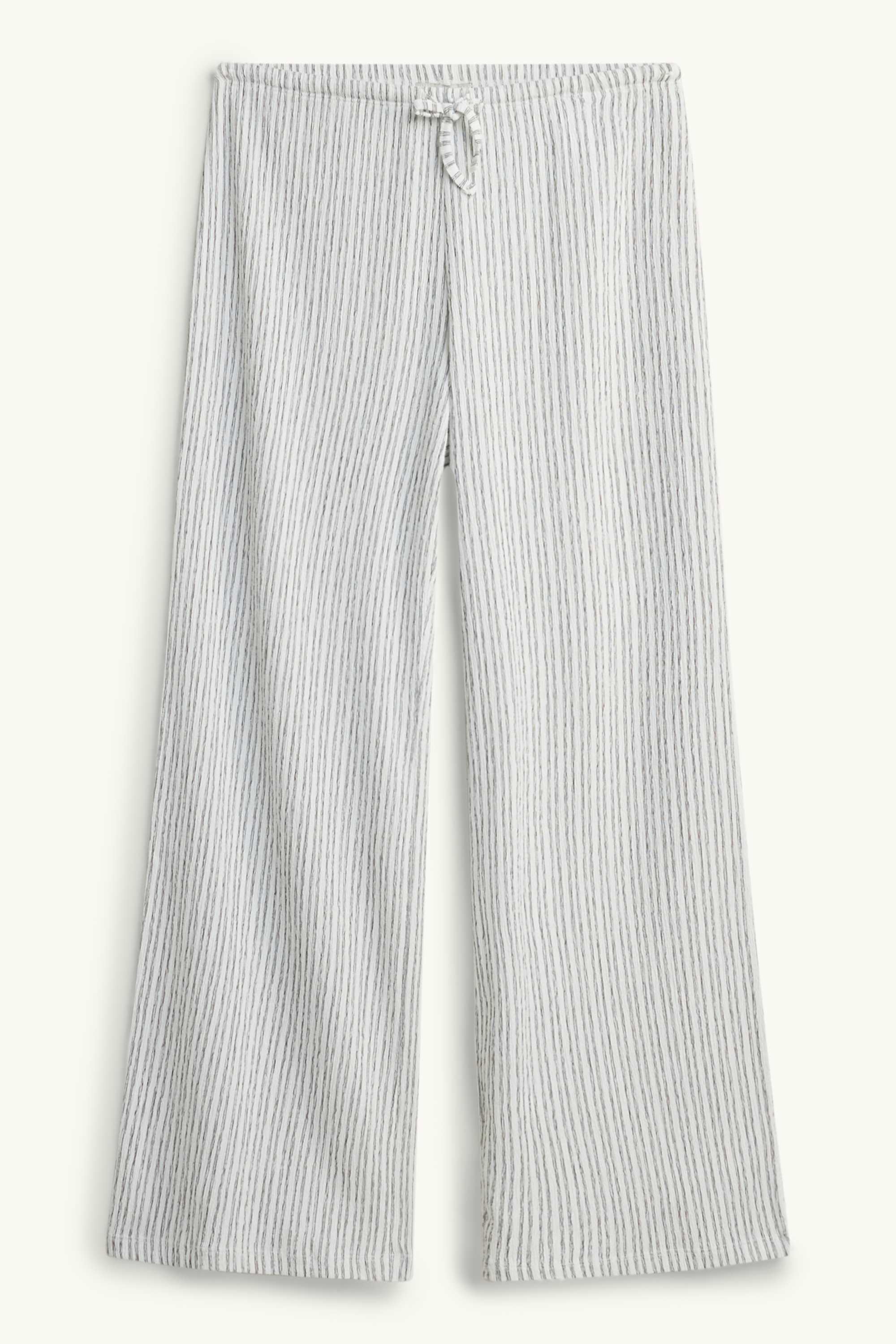 Cloth trousers - mid-rise waist - wide leg - striped white / black