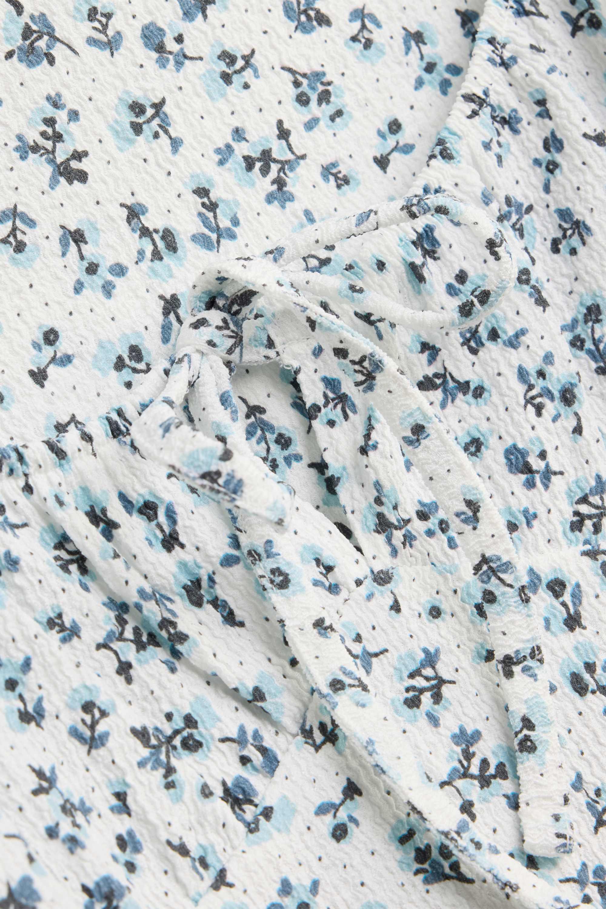 A-line dress - floral white / blue