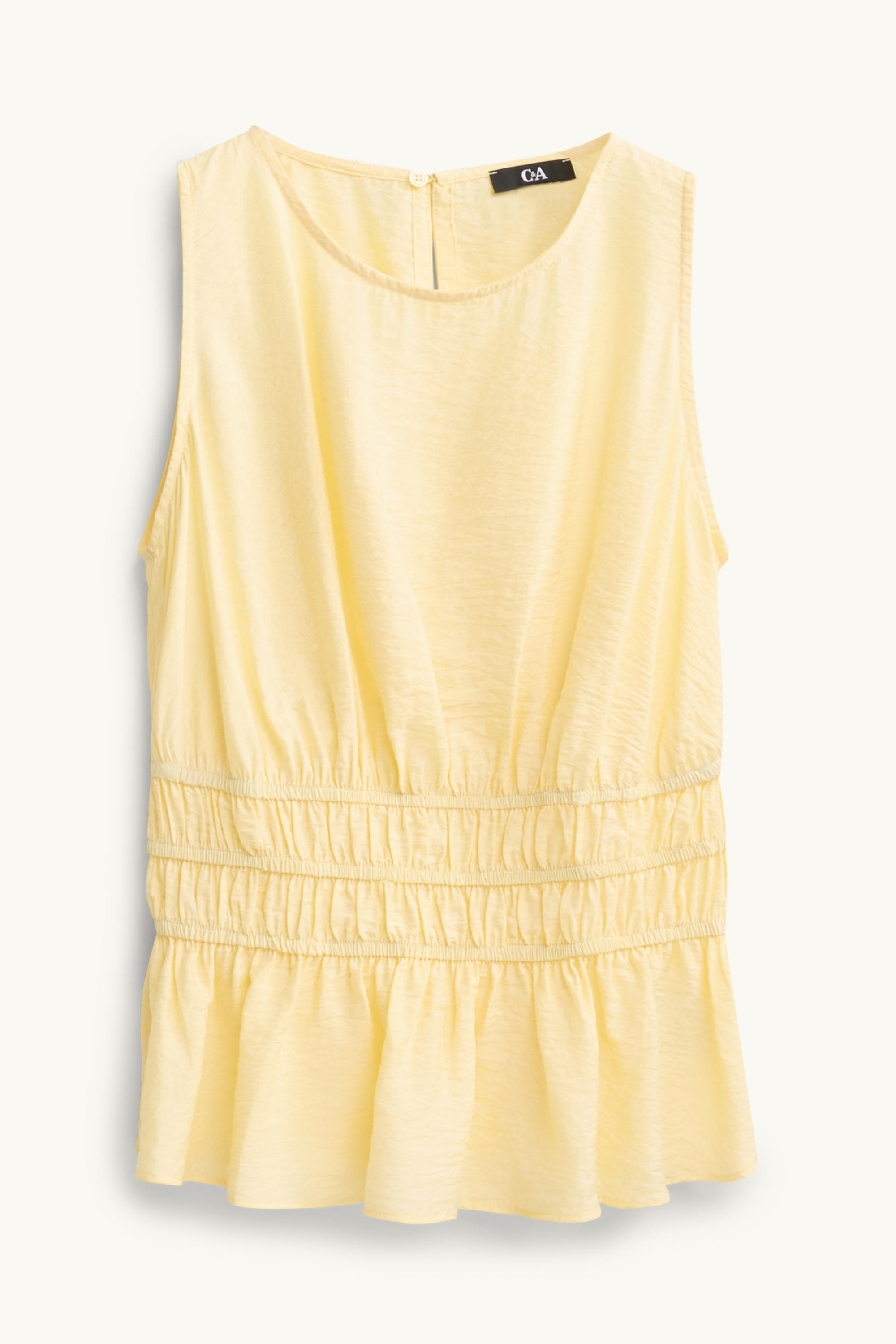 Blouse top - smocked light yellow