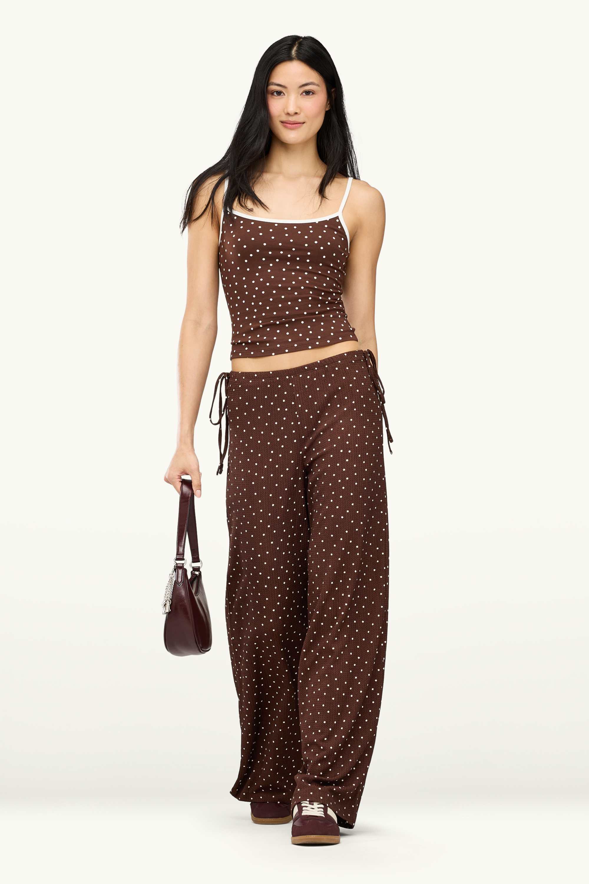 Cropped top - polka dot brown