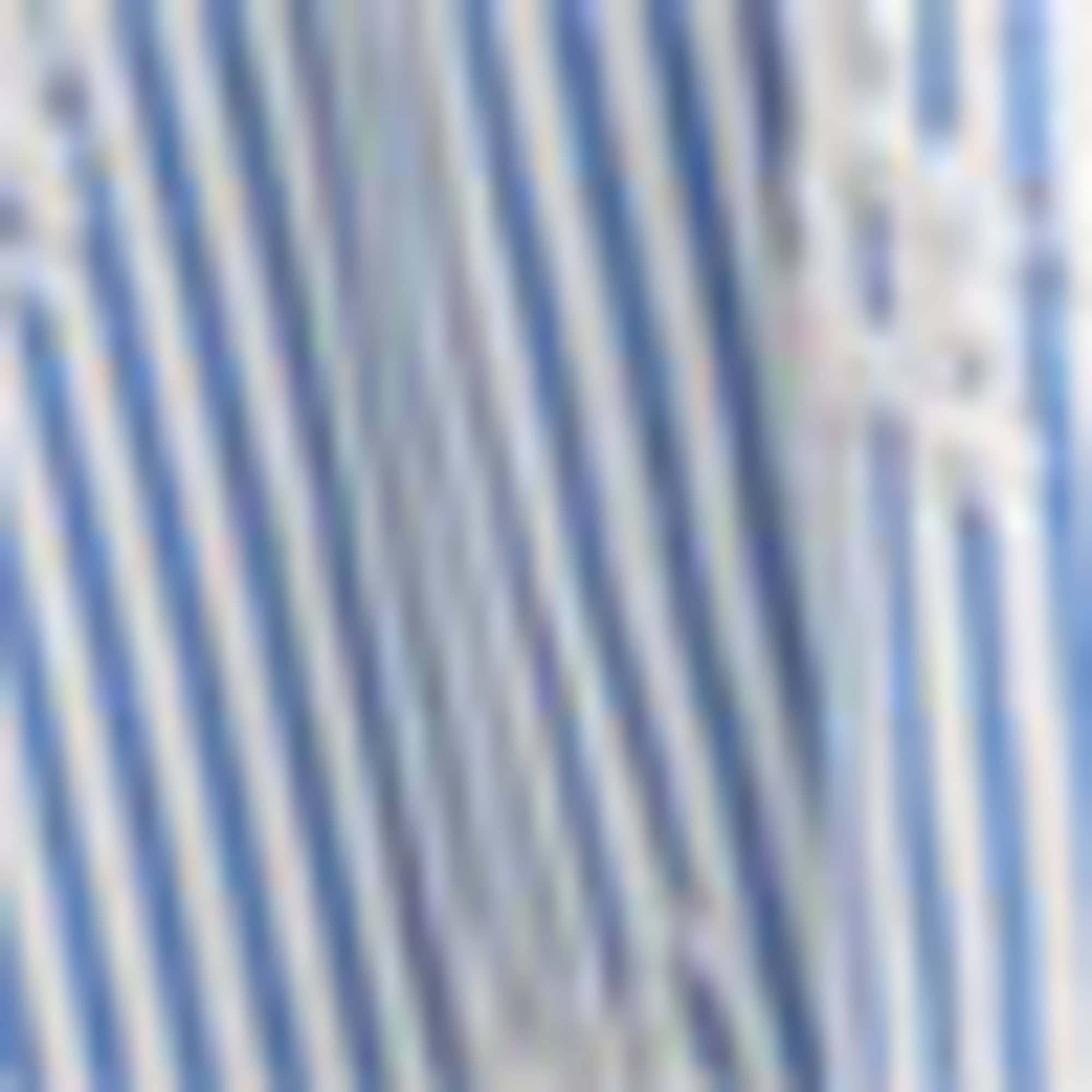 Empire dress with V-neck - embroidered - striped blue / white