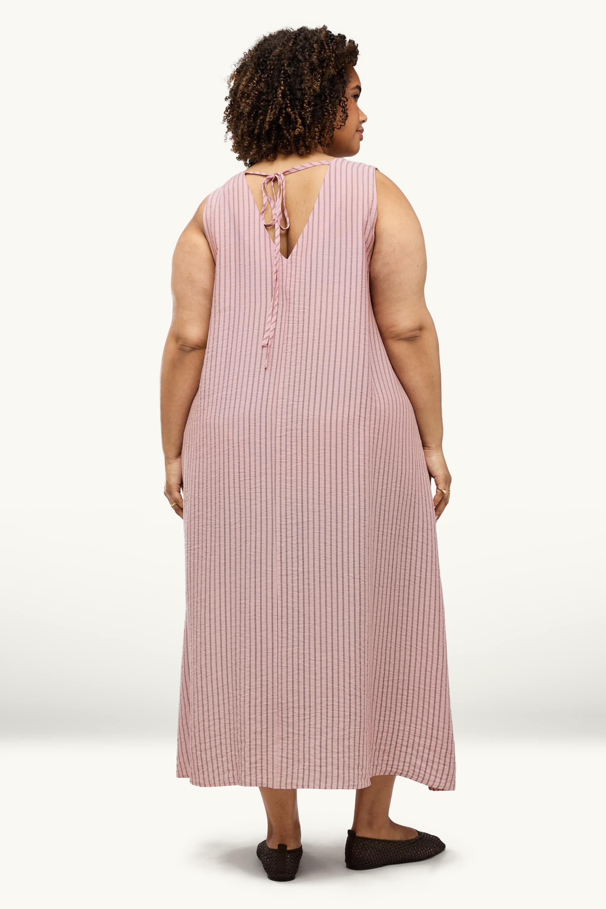 A-line dress - striped - textured rose