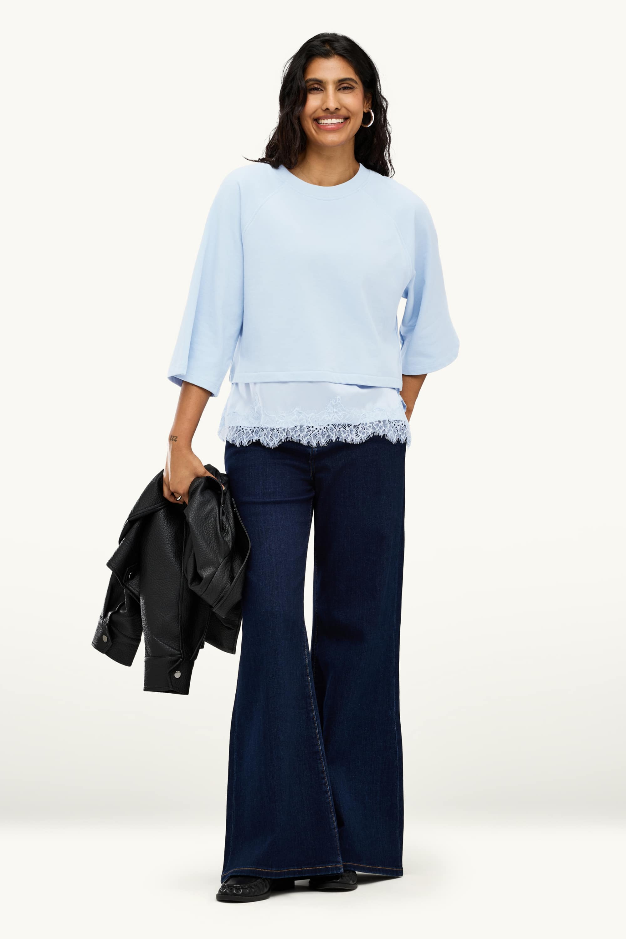 Sweatshirt - 2-in-1 look light blue