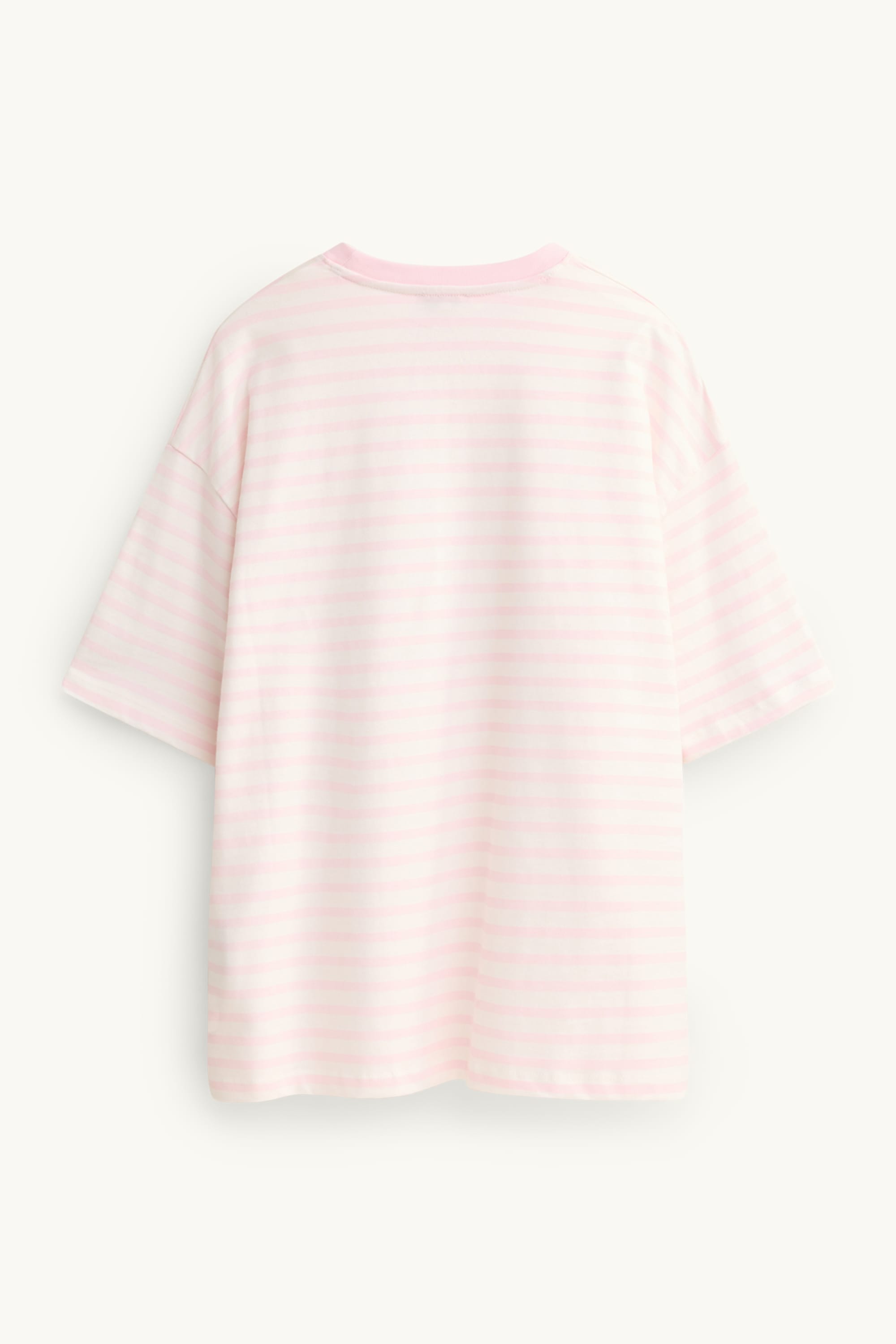 T-shirt - oversized - striped white / rose