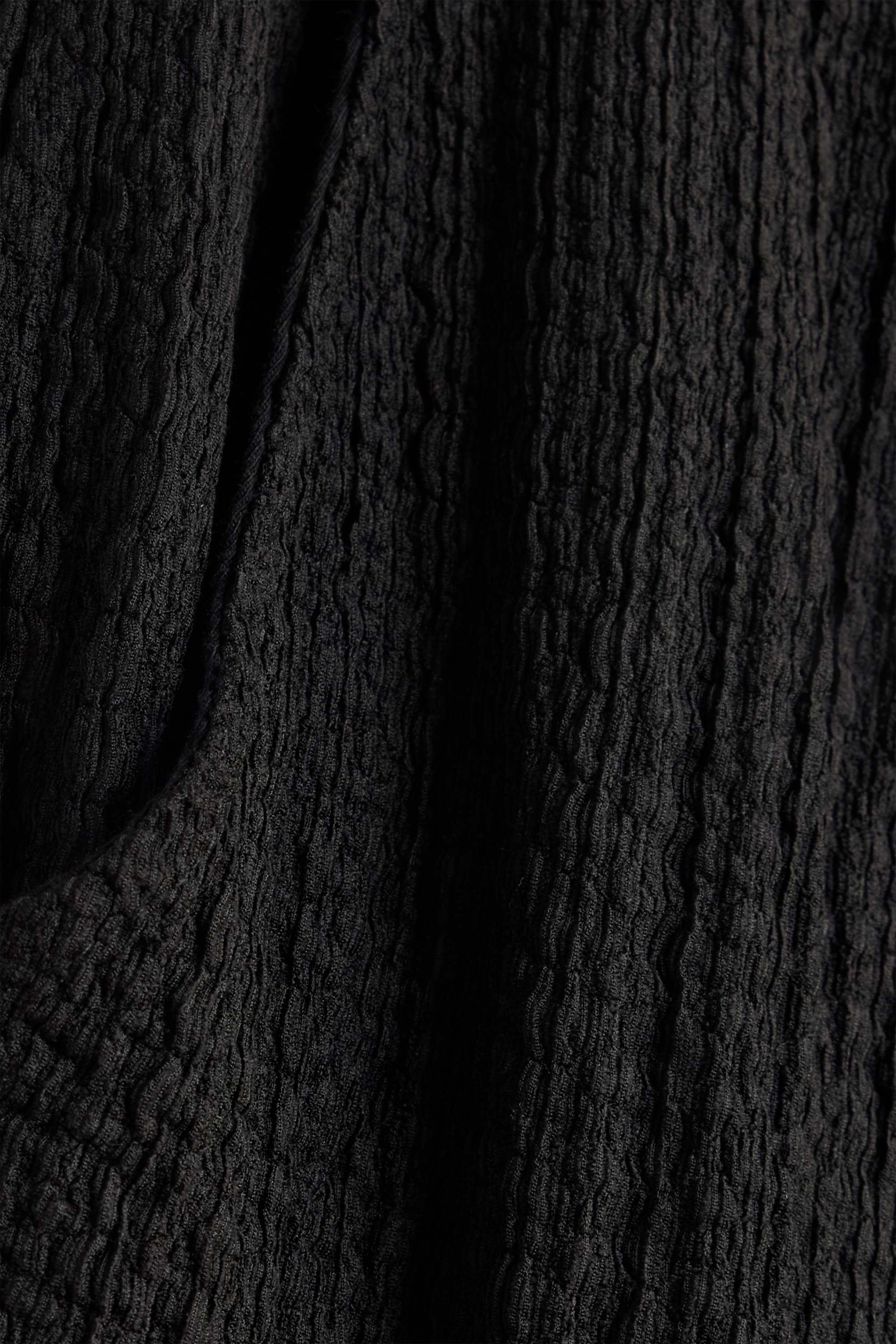 Trousers - mid-rise waist - straight fit - textured black