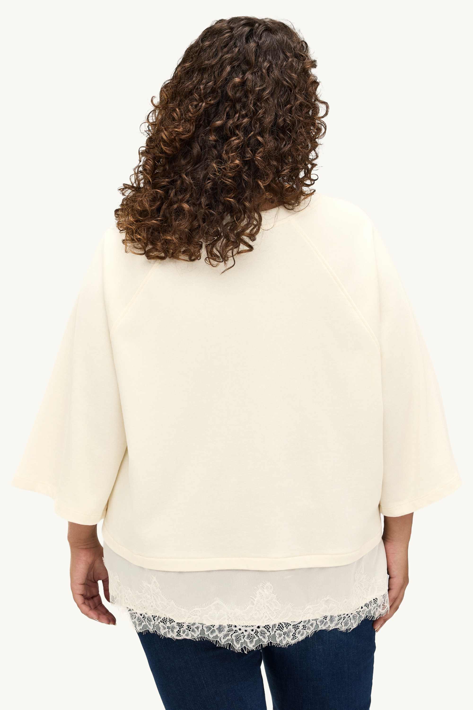 Sweatshirt - 2-in-1 look creme