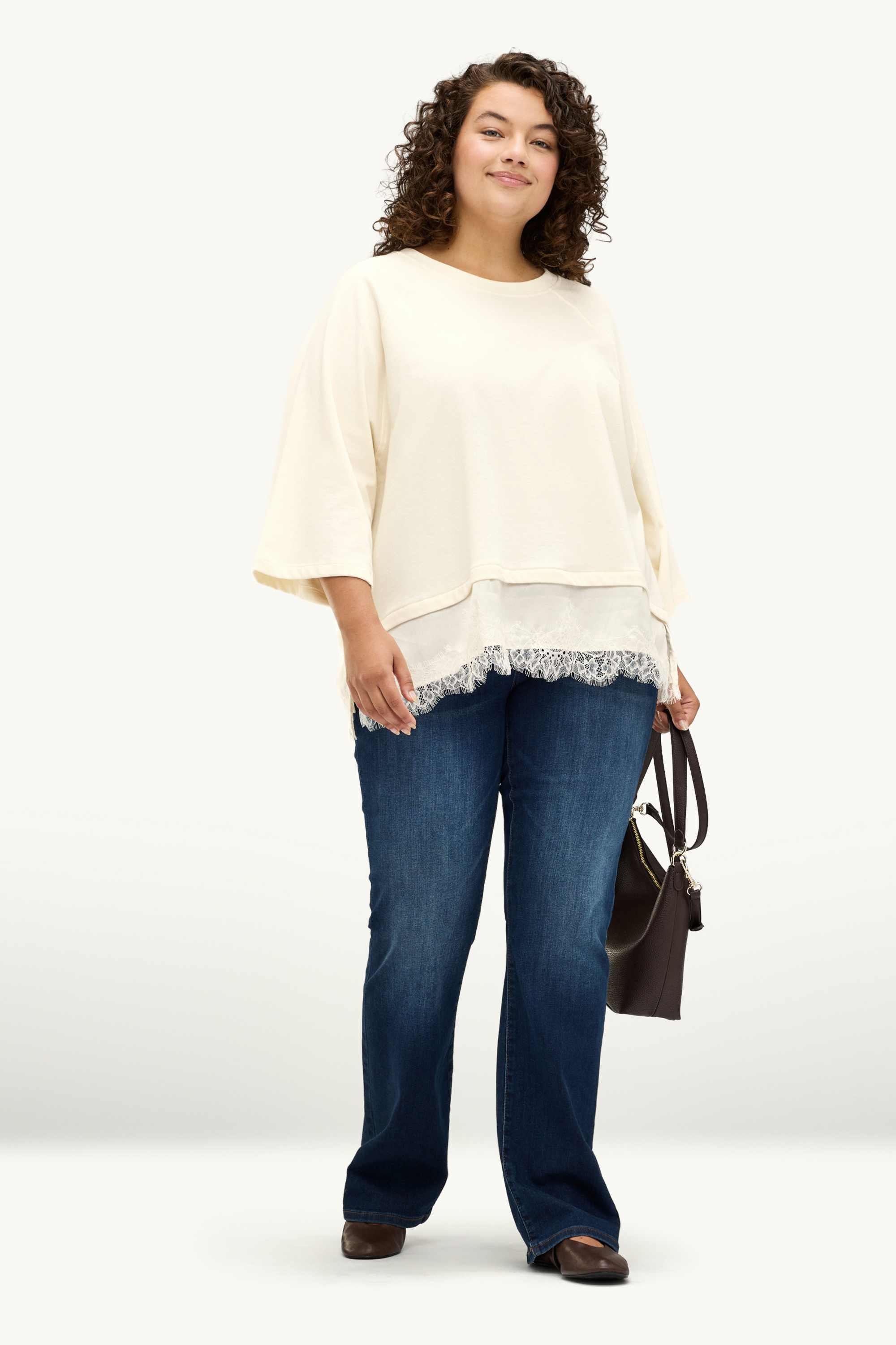 Sweatshirt - 2-in-1 look creme