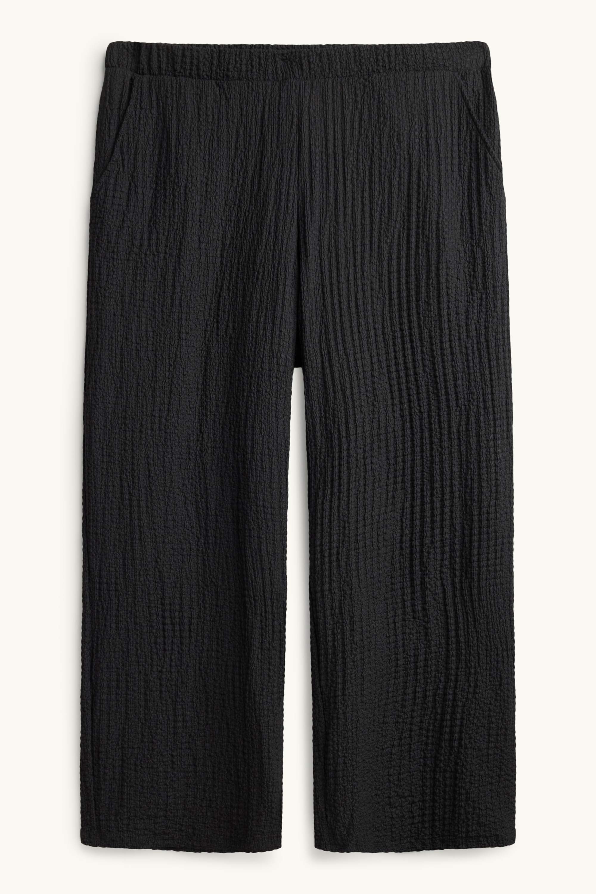 Trousers - mid-rise waist - straight fit - textured black