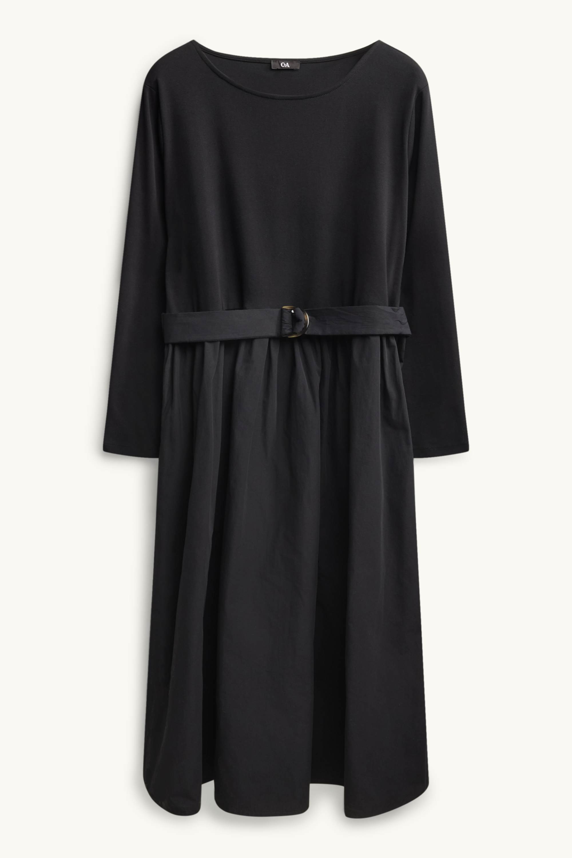 Fit & flare dress with belt black