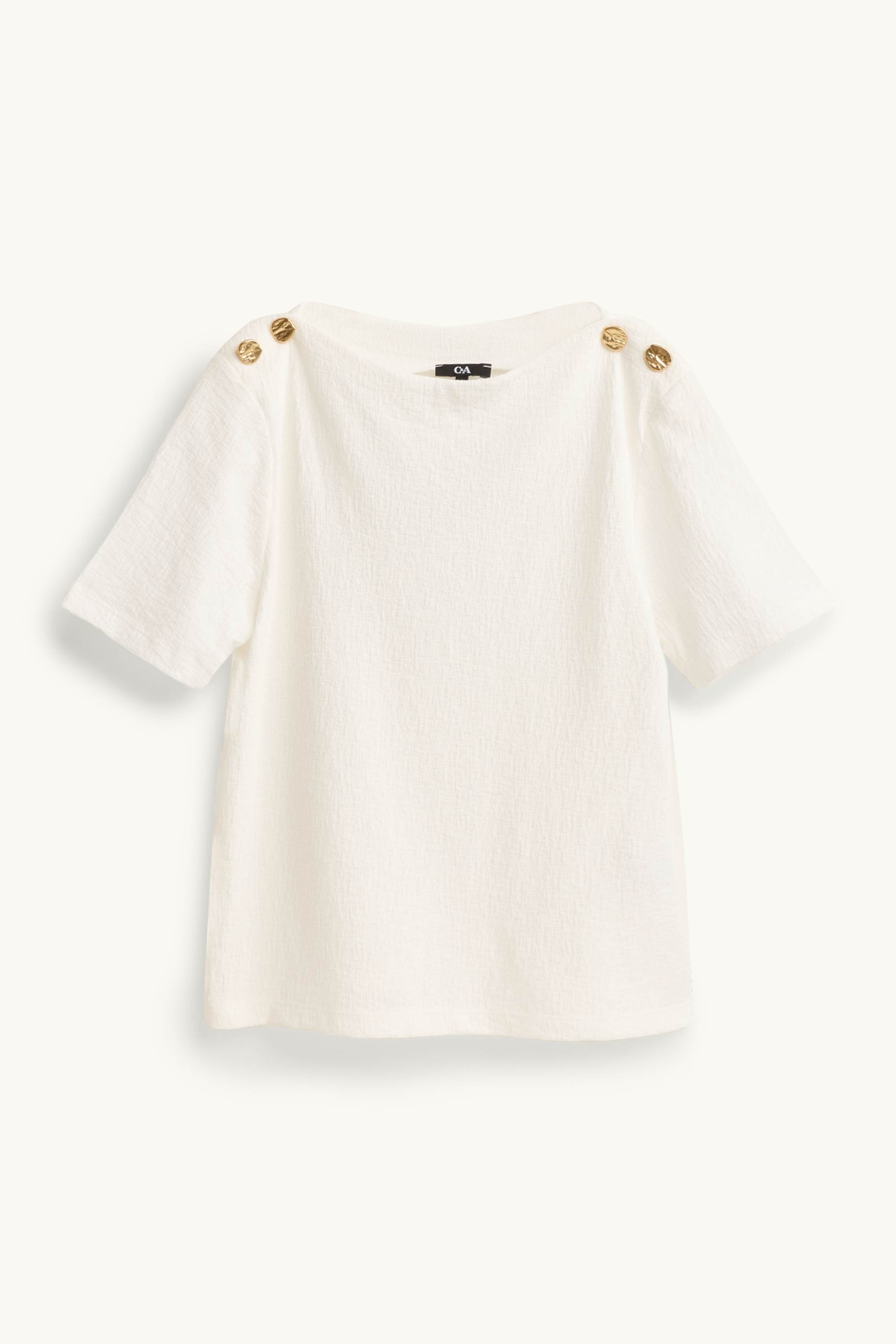T-shirt - regular fit - smocked white
