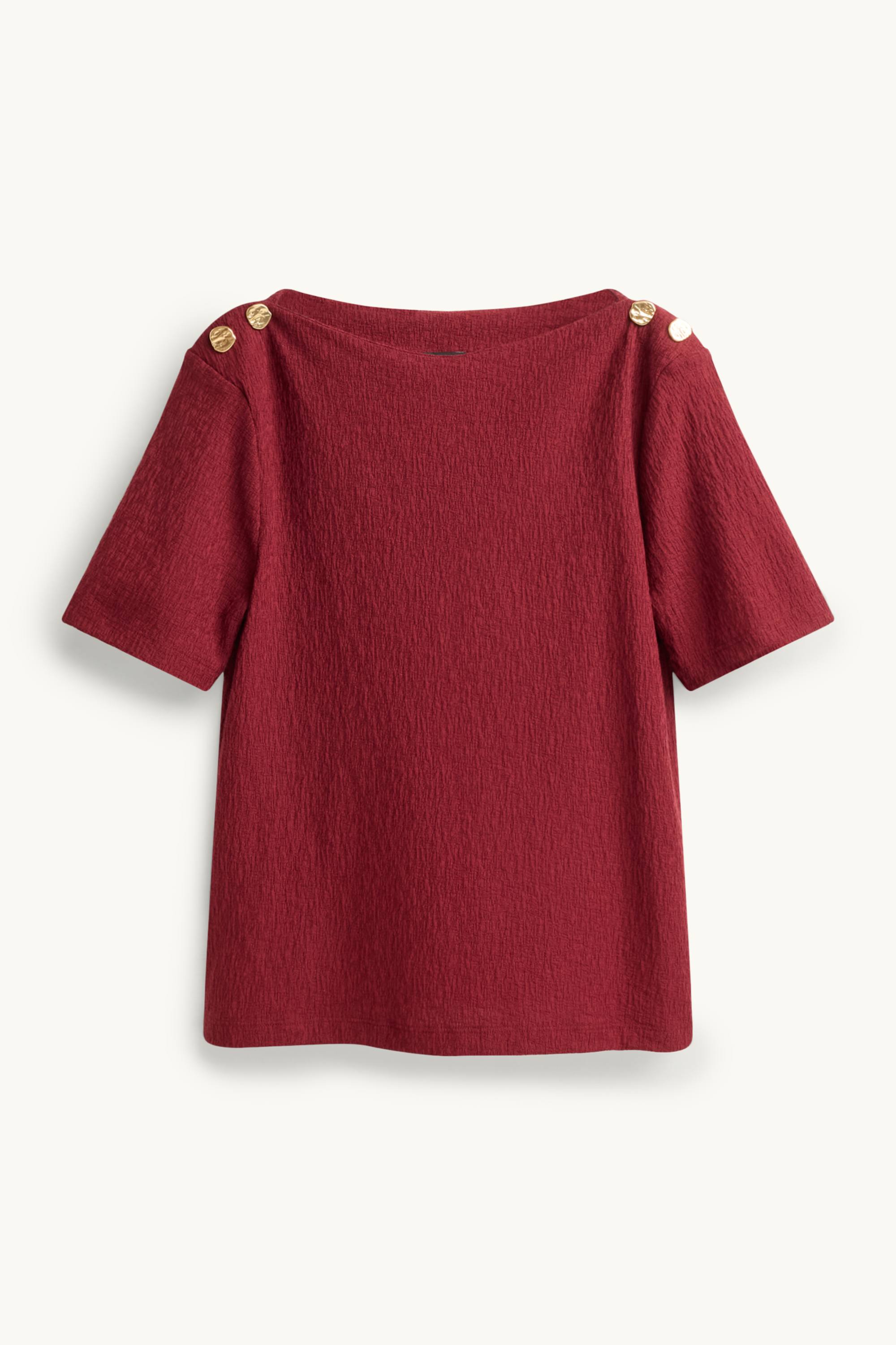 T-shirt - regular fit - smocked dark red