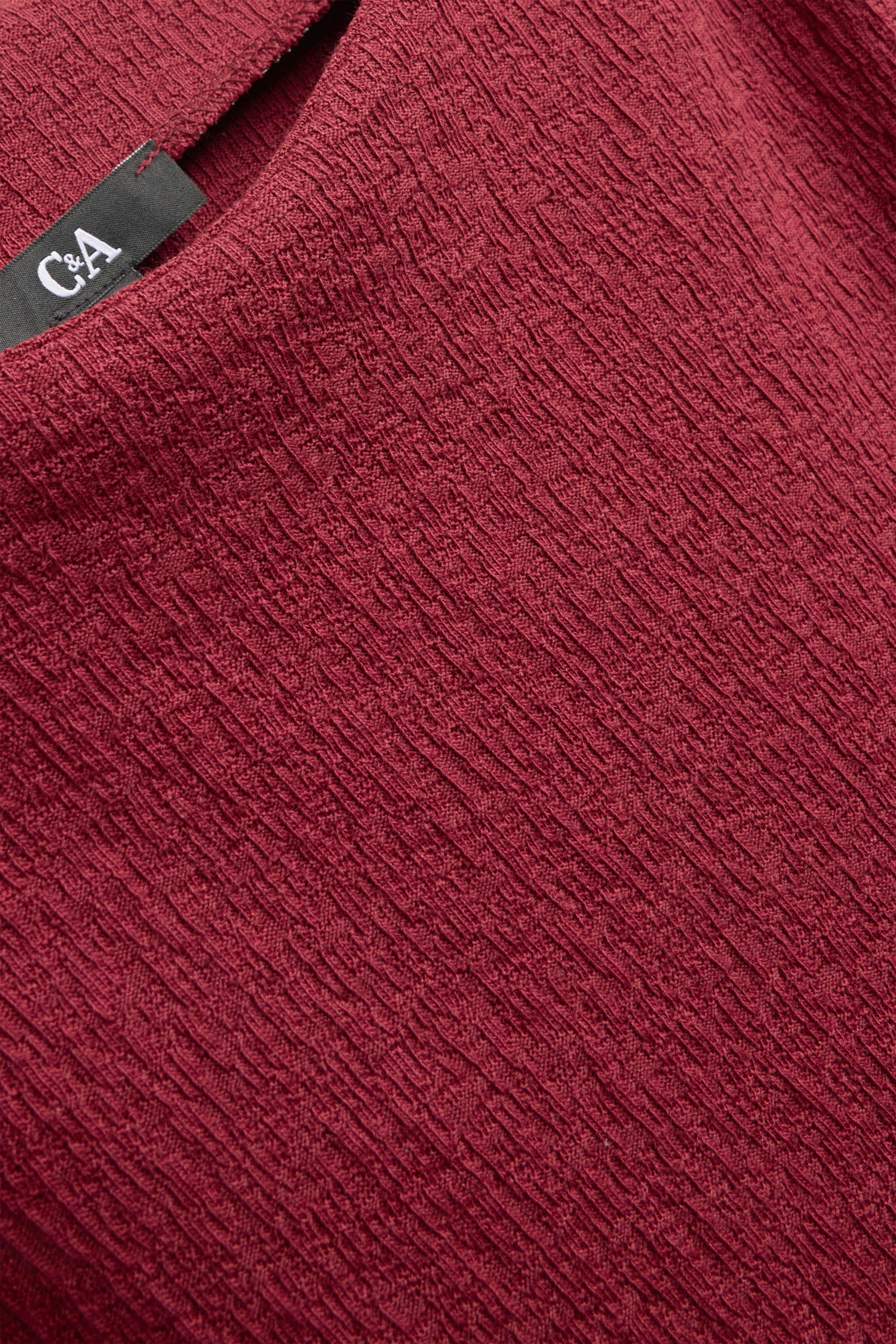 T-shirt - regular fit - smocked dark red