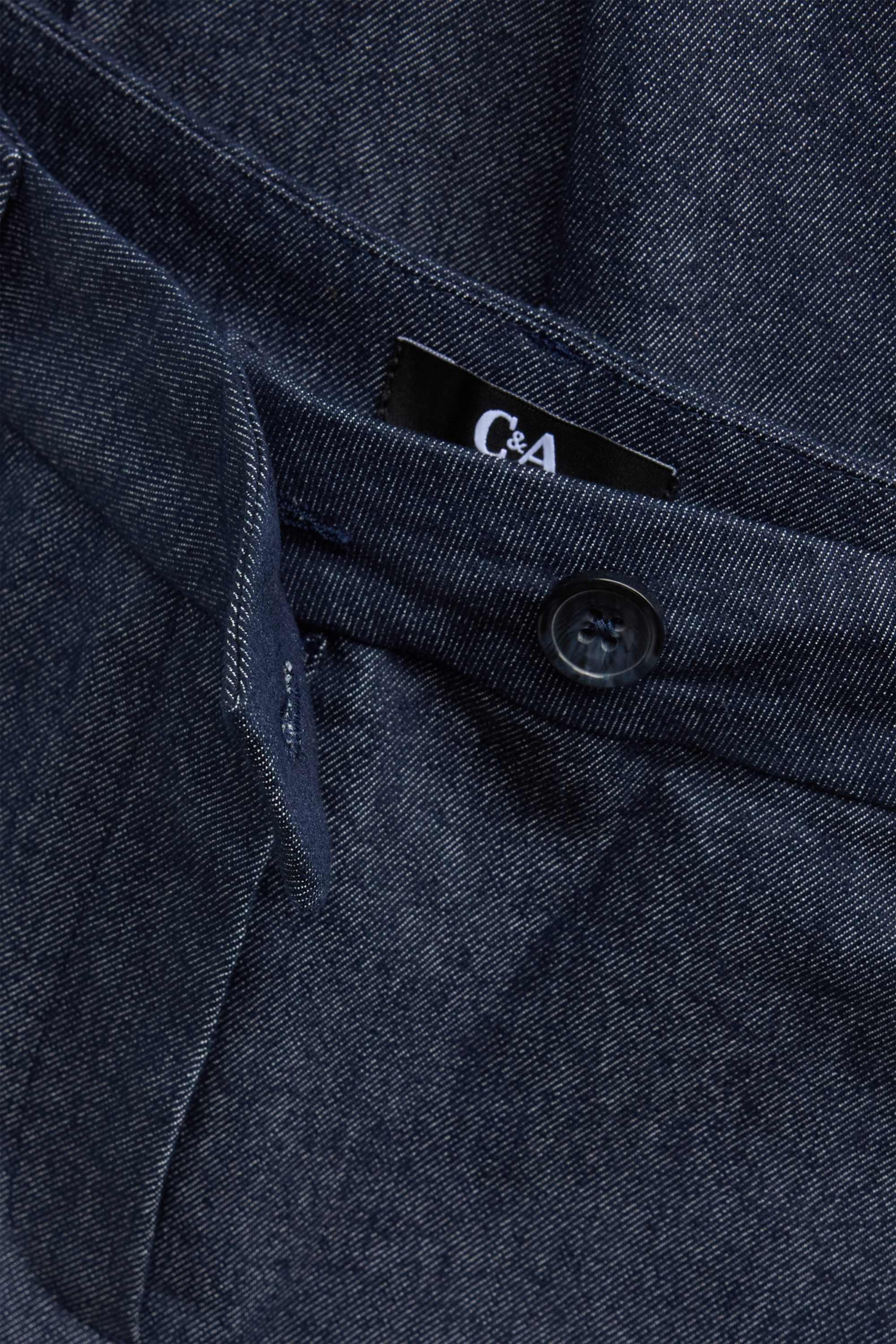 Cloth trousers - mid-rise waist - tapered leg - denim look dark blue