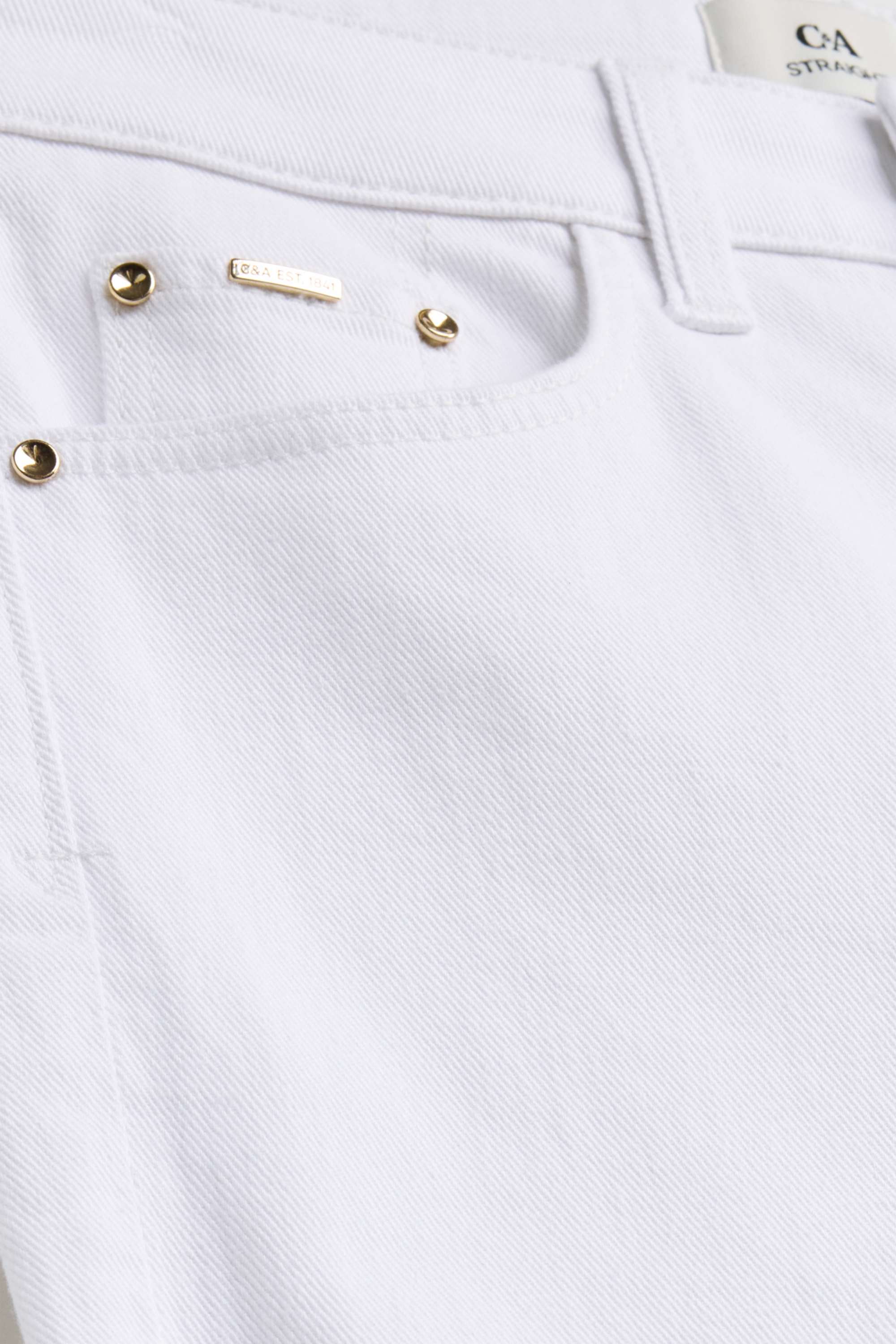 Cropped straight jeans - mid-rise waist white
