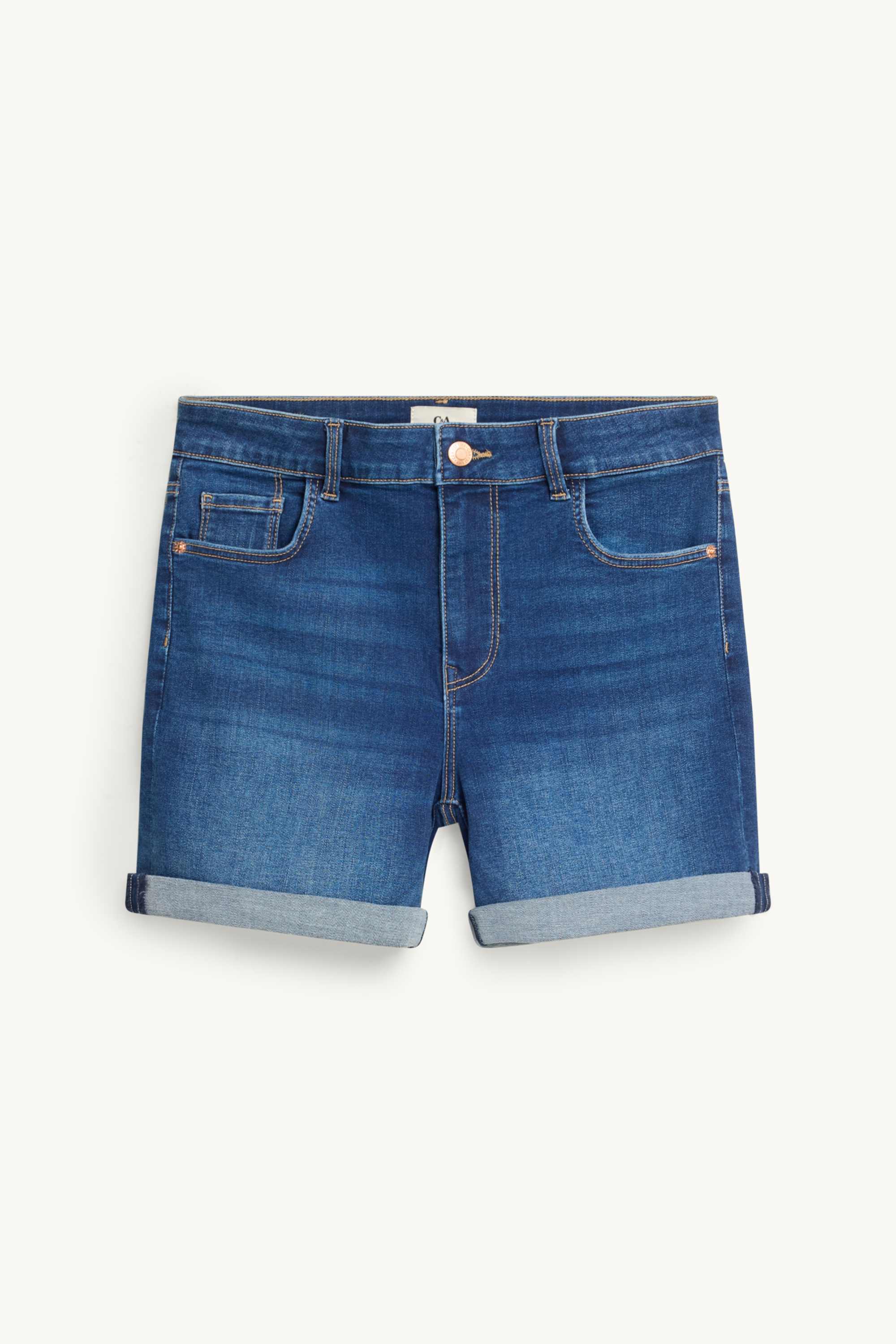 Denim shorts - mid-rise waist blue denim