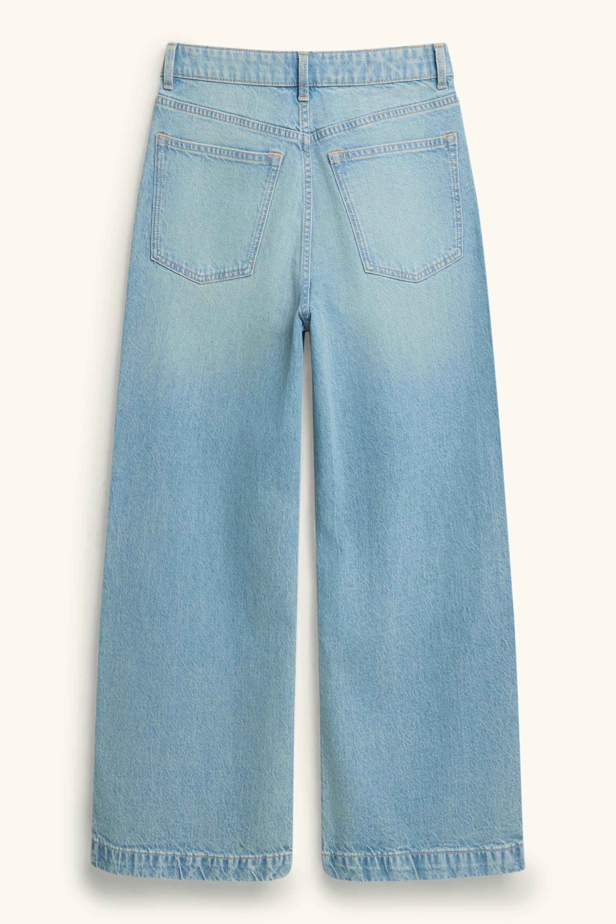 Cropped wide leg jeans - mid-rise waist denim-light blue (1)
