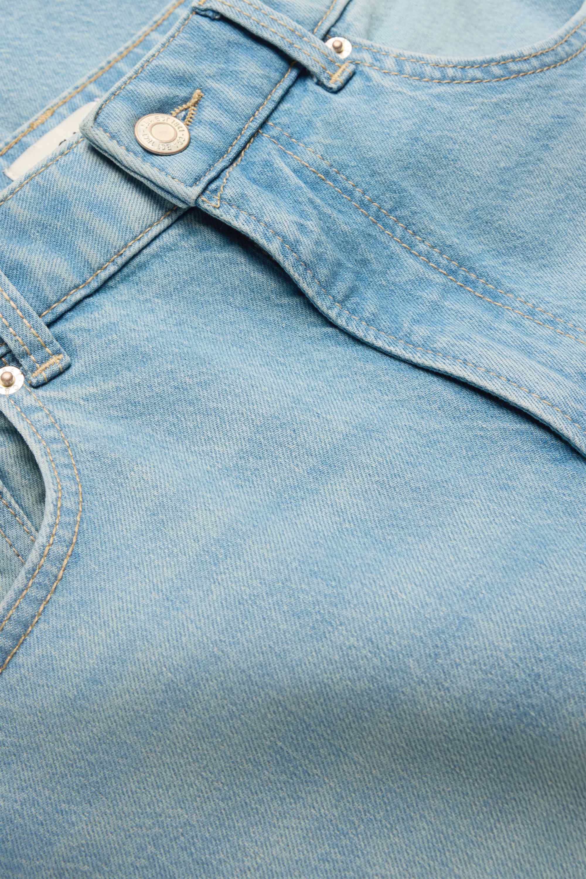 Cropped wide leg jeans - mid-rise waist denim-light blue (1)