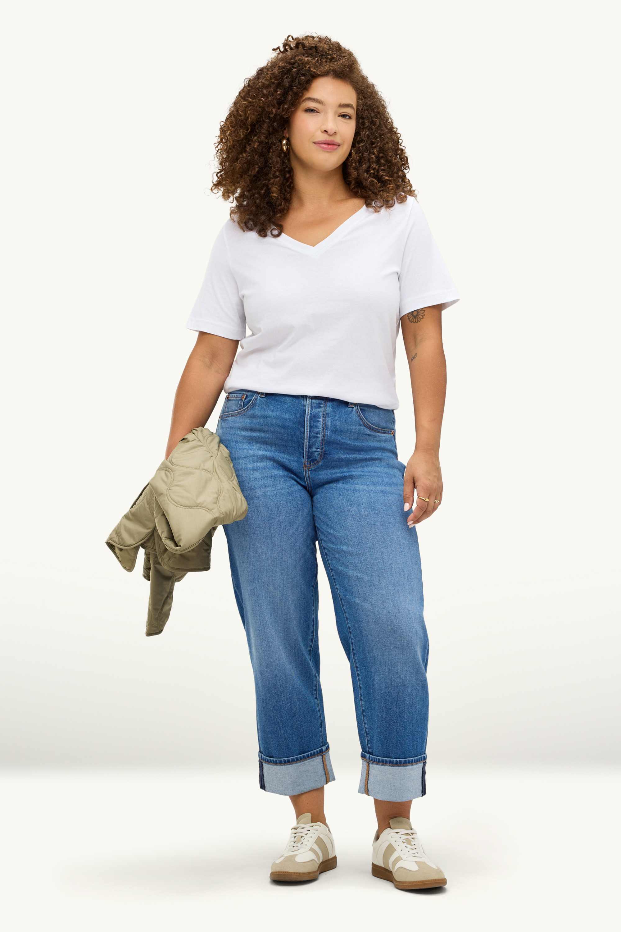 Boyfriend jeans - mid-rise waist blue denim