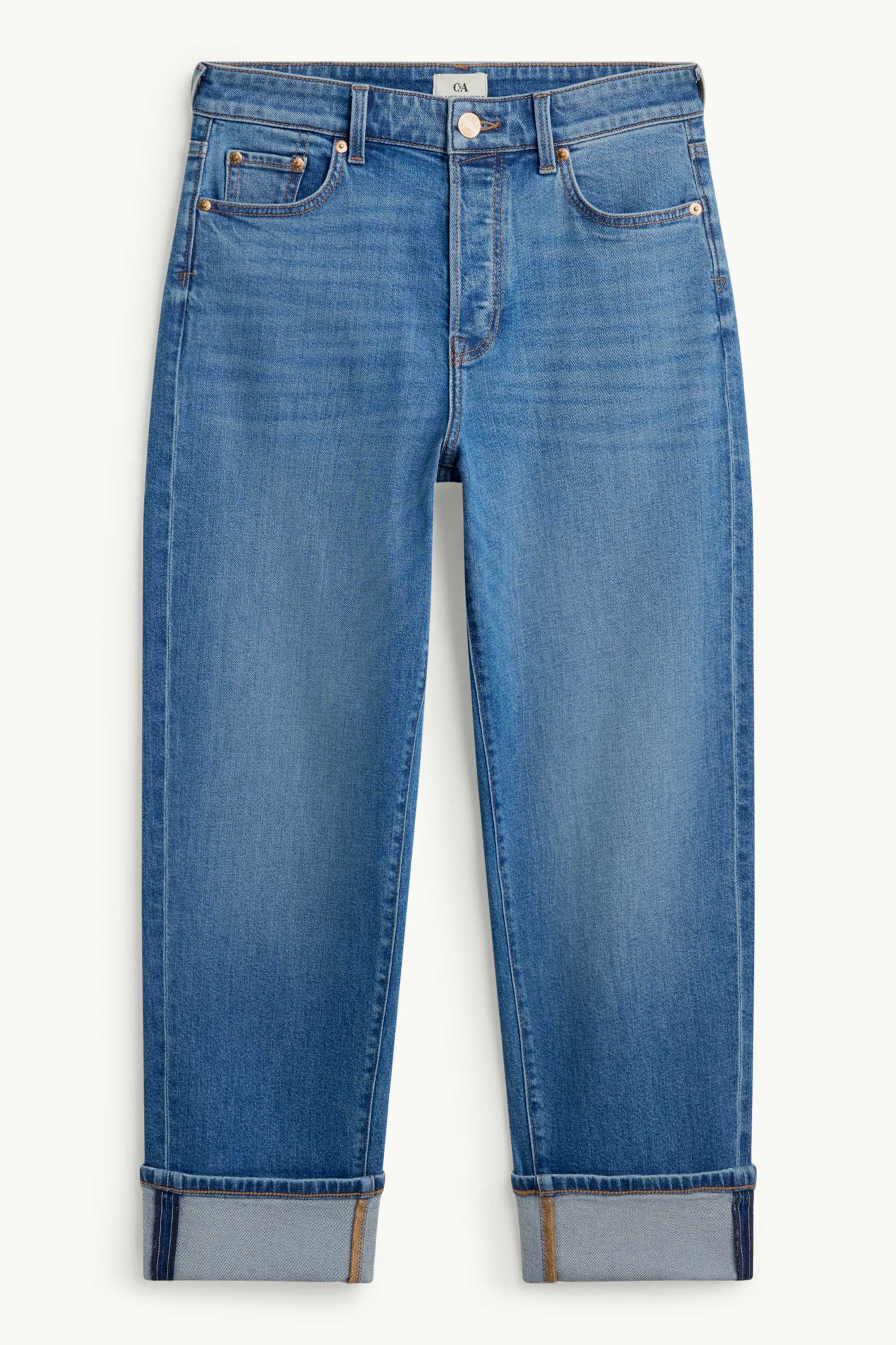Boyfriend jeans - mid-rise waist blue denim