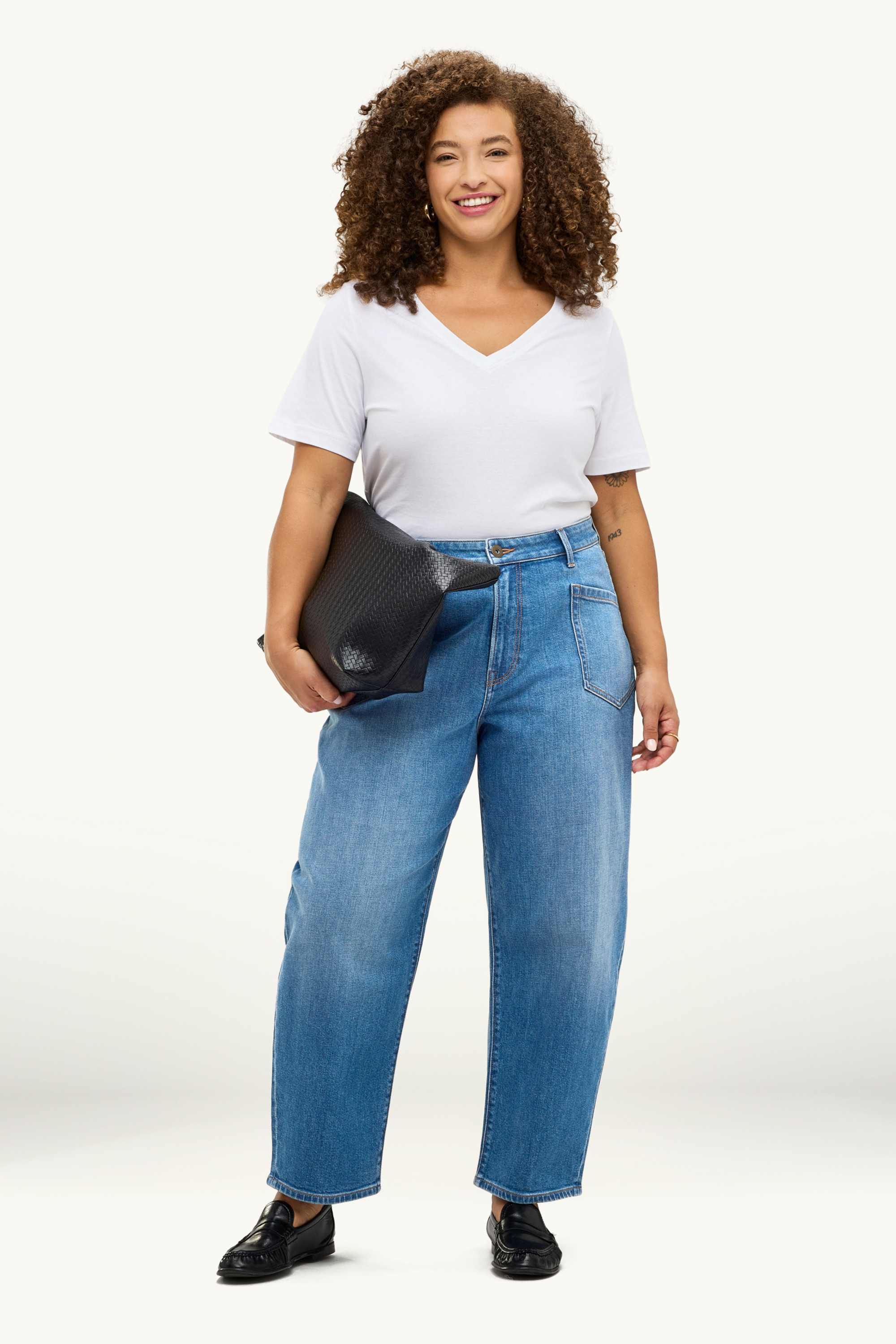 Barrel jeans - high waist blue denim