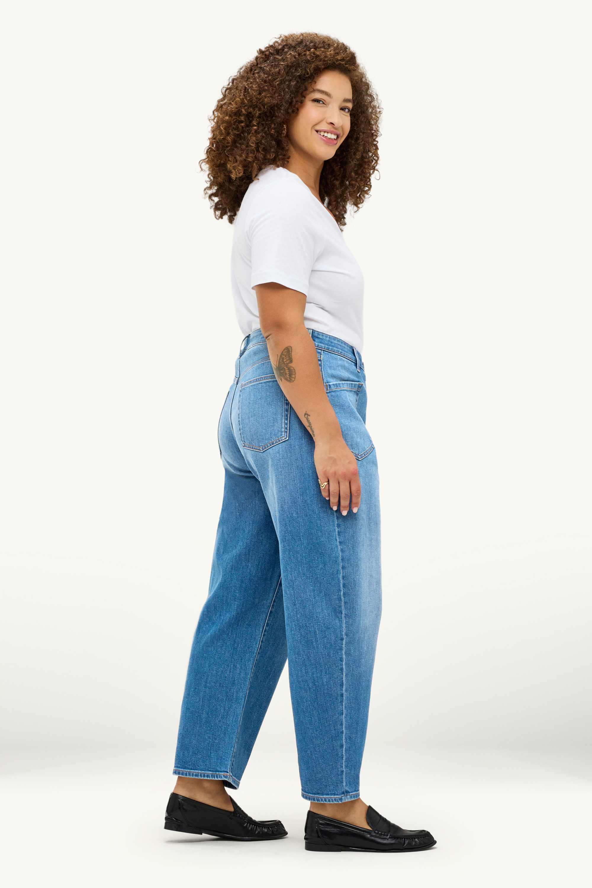 Barrel jeans - high waist blue denim