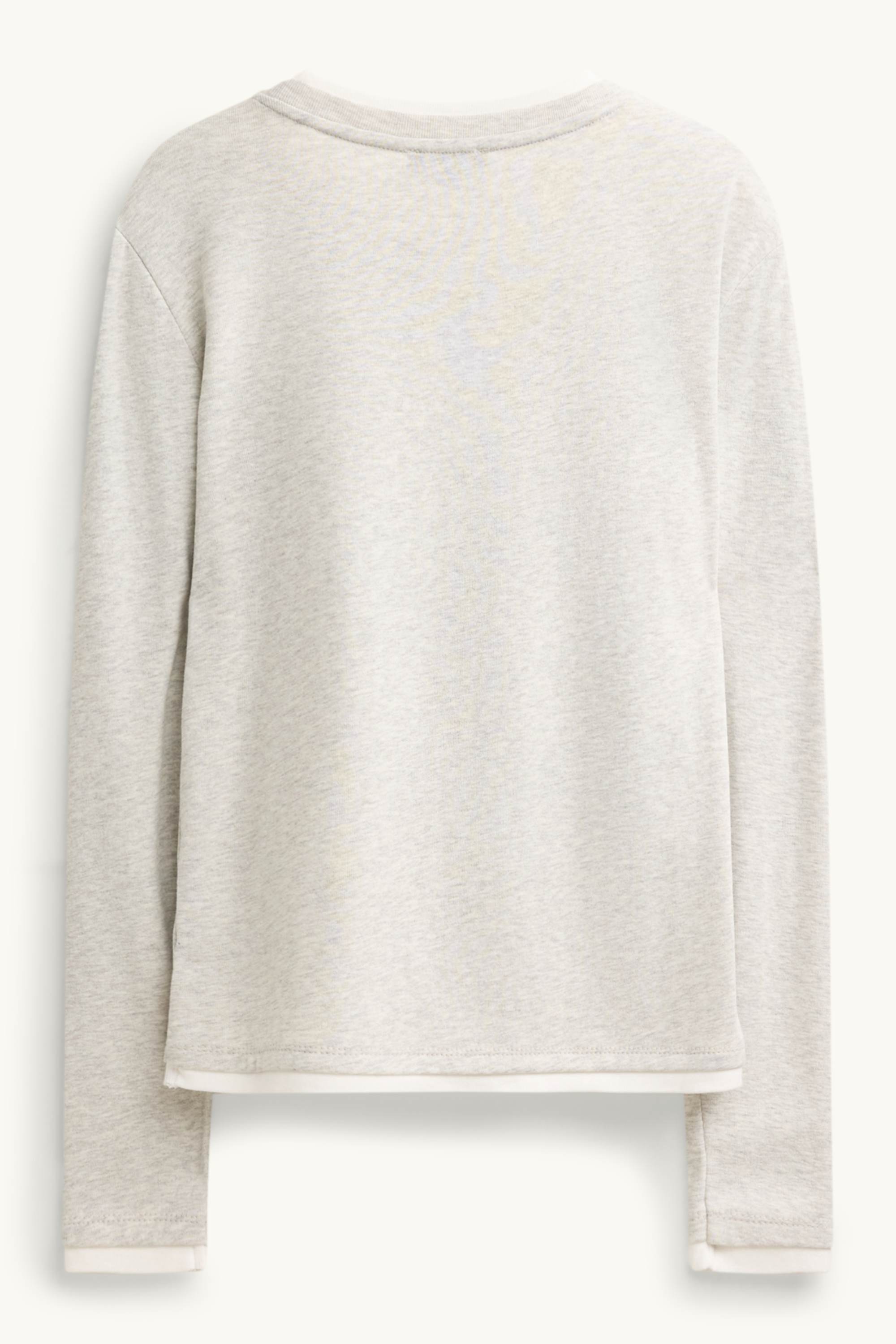 Long sleeve top - regular fit - 2-in-1 look light gray-melange