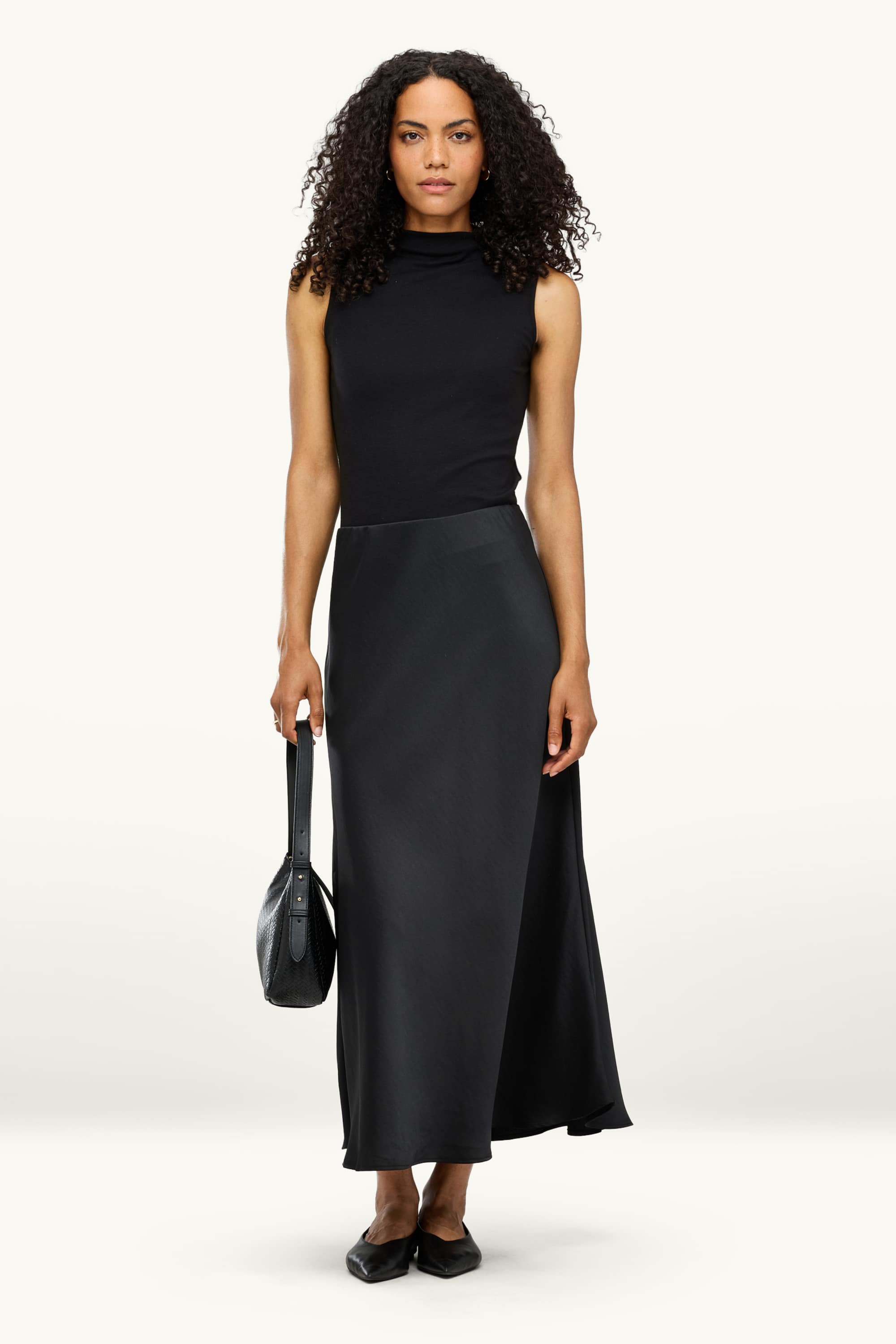 Satin skirt black