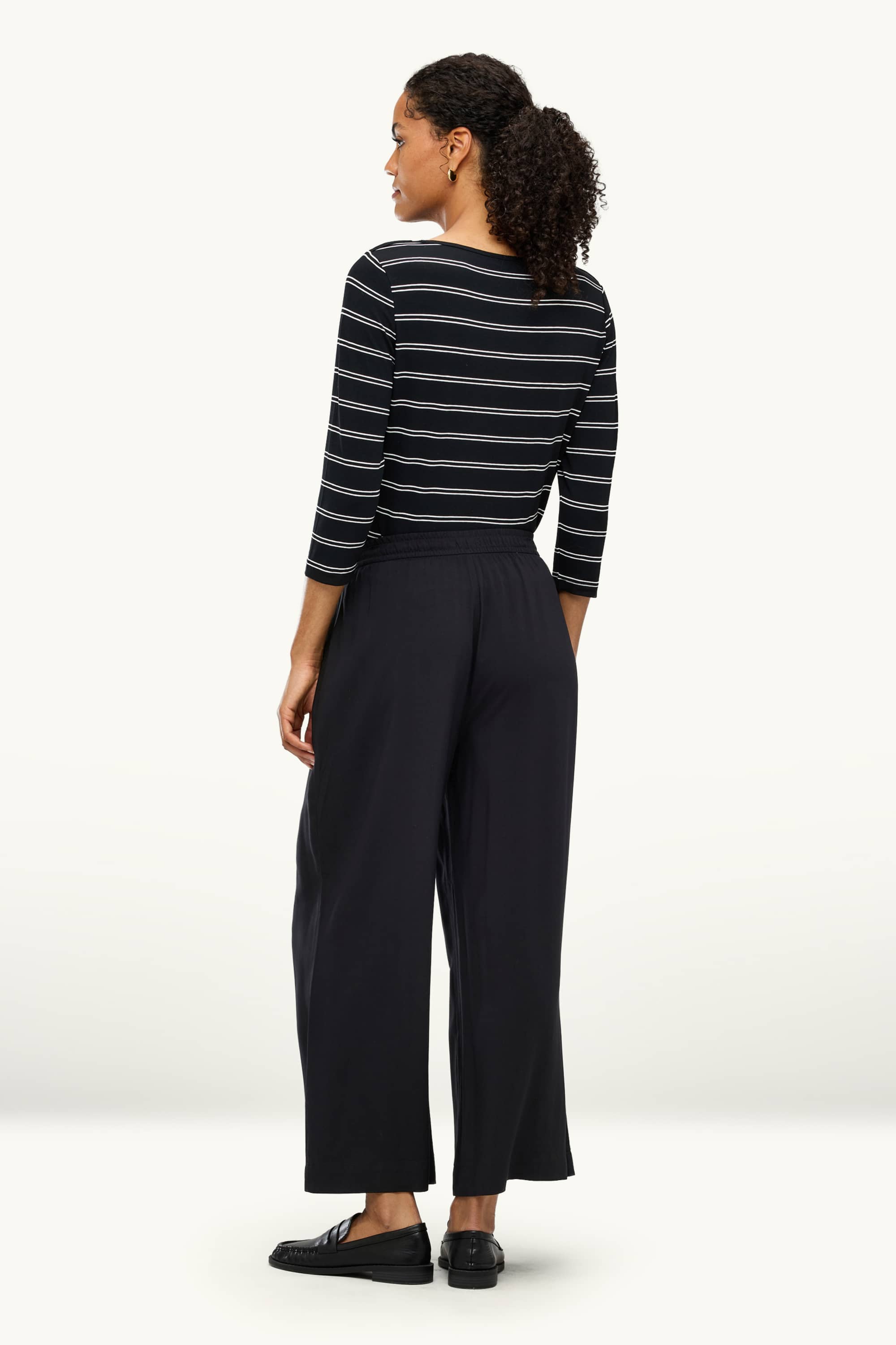 Cropped cloth trousers - high waist - palazzo black
