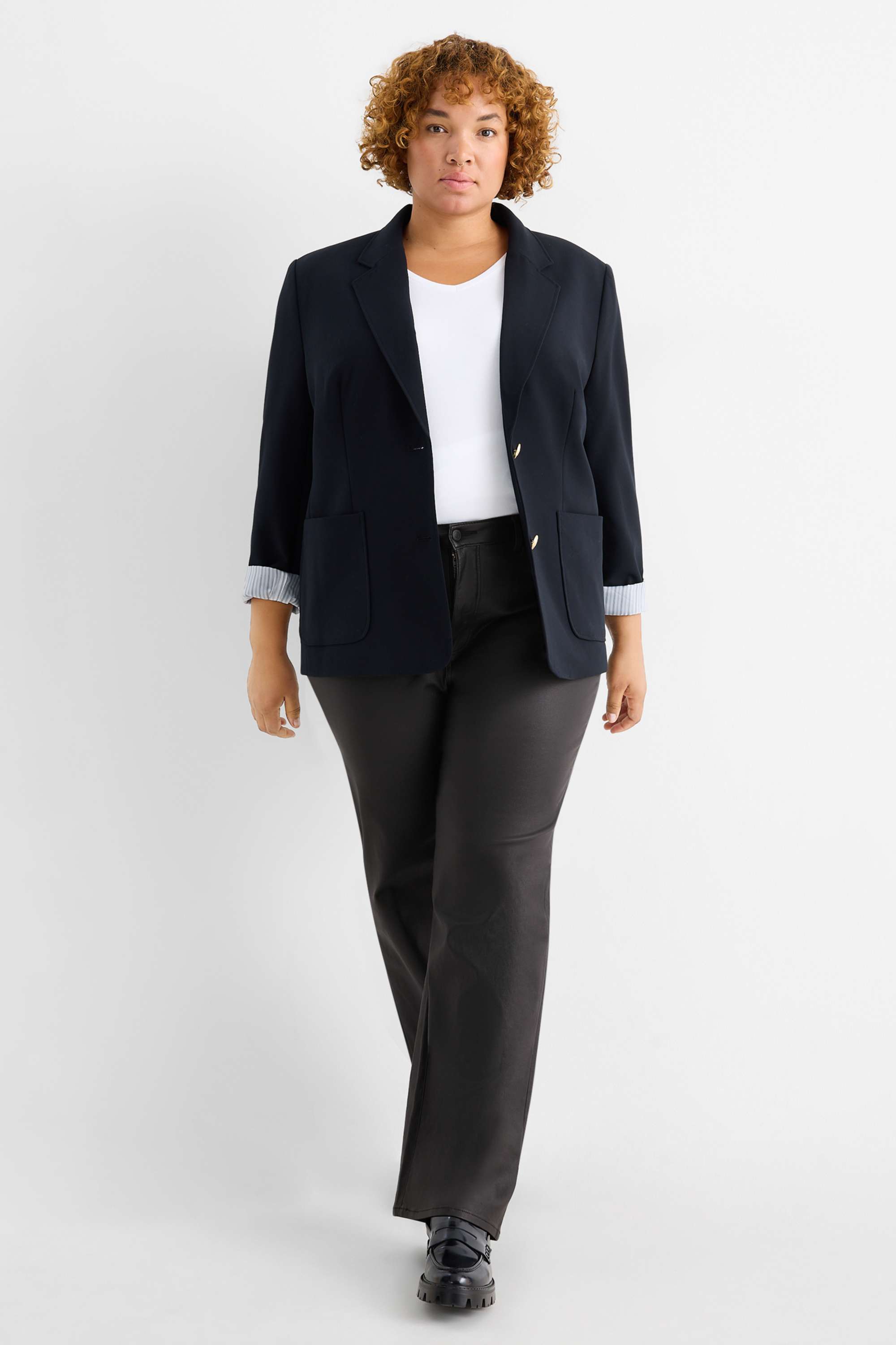 Cloth trousers - high waist - wide leg black
