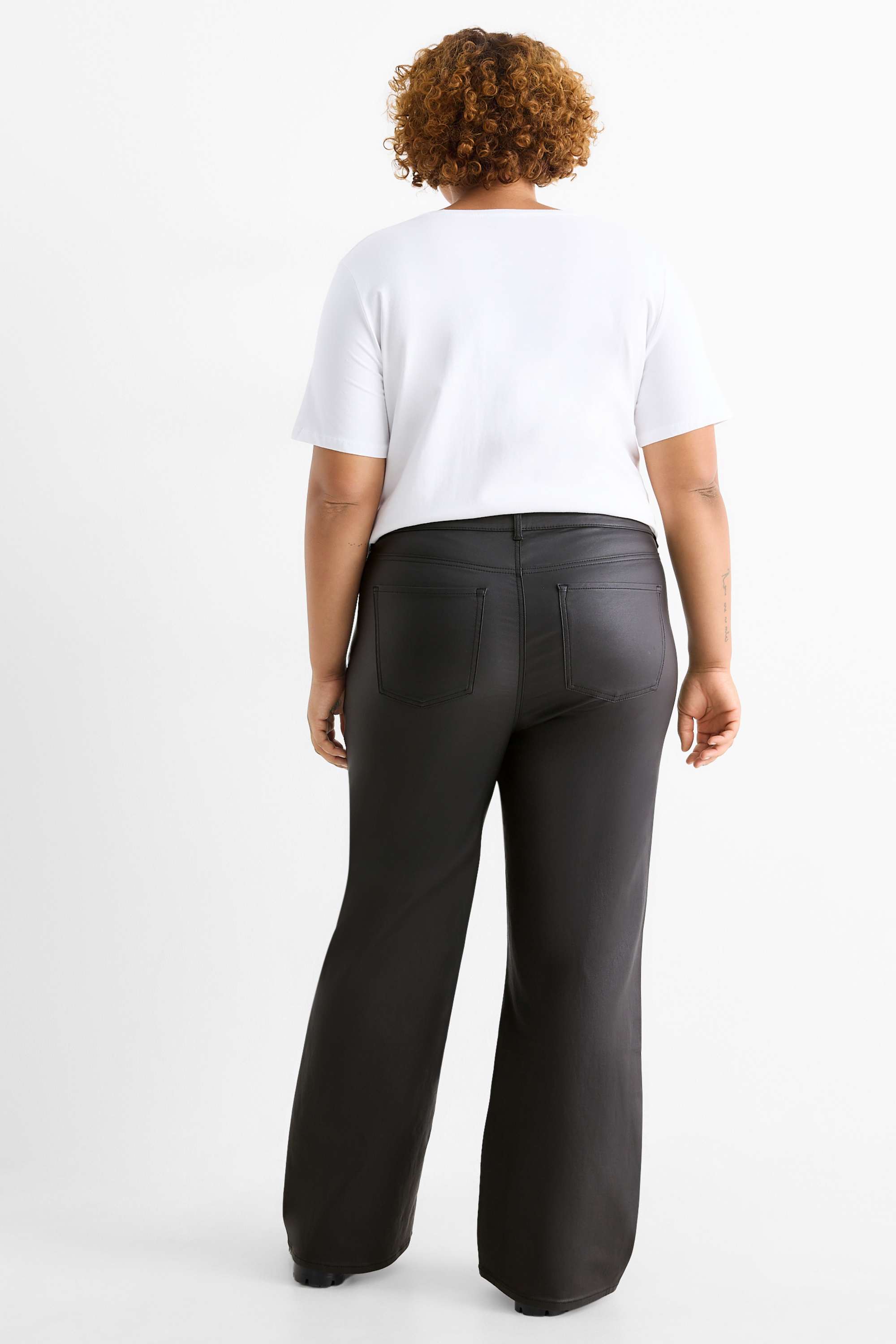 Cloth trousers - high waist - wide leg black