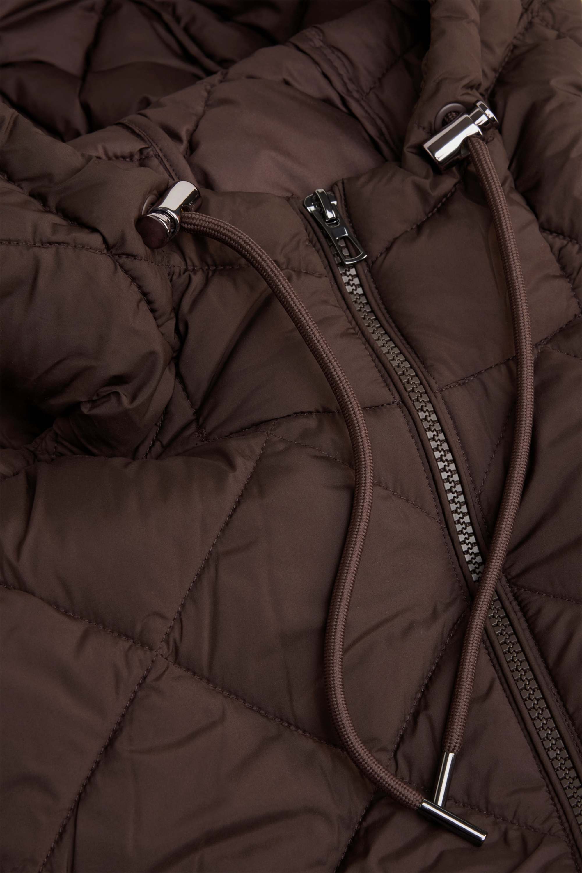 Quilted jacket with hood - water-repellent brown