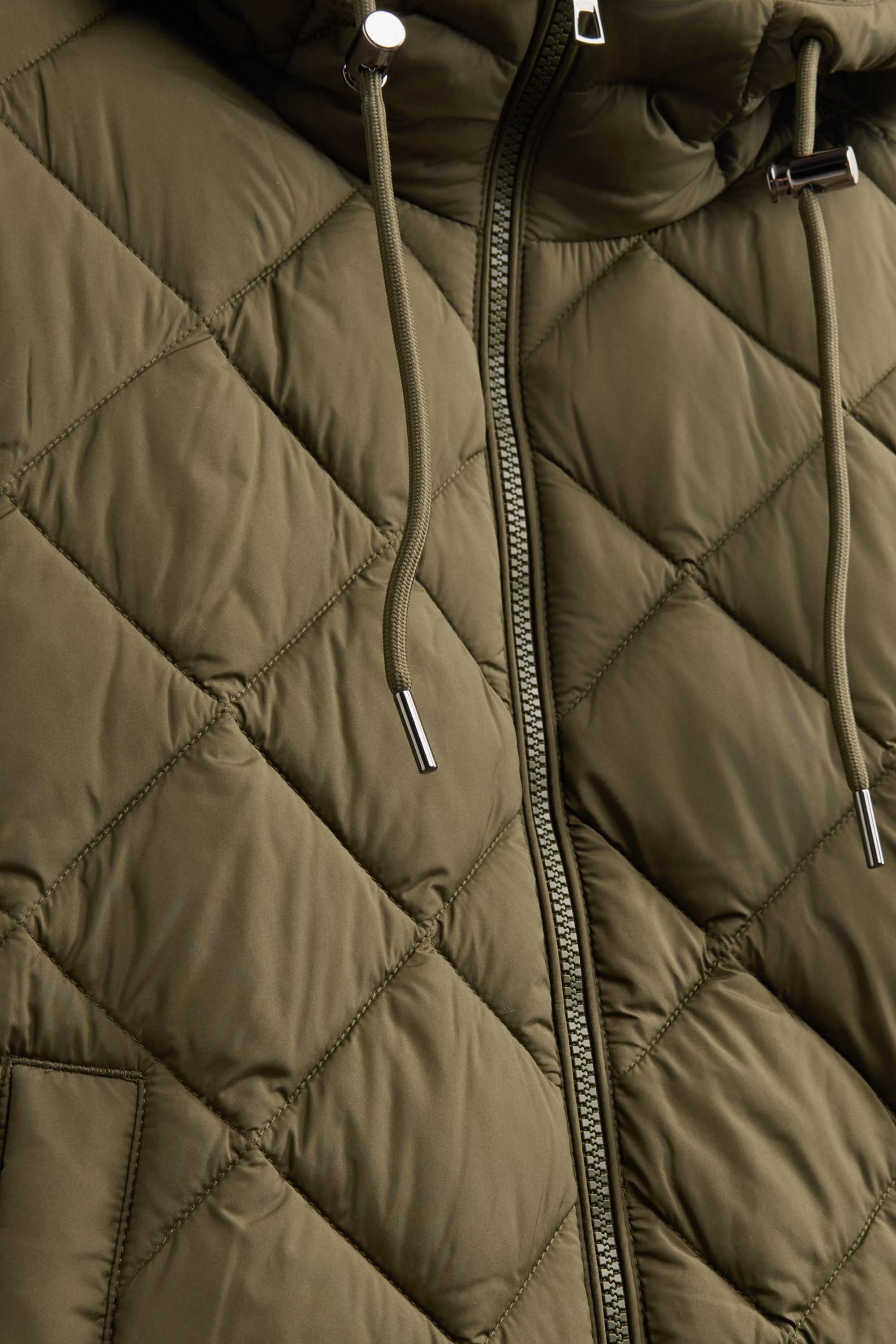 Quilted jacket with hood - water-repellent khaki