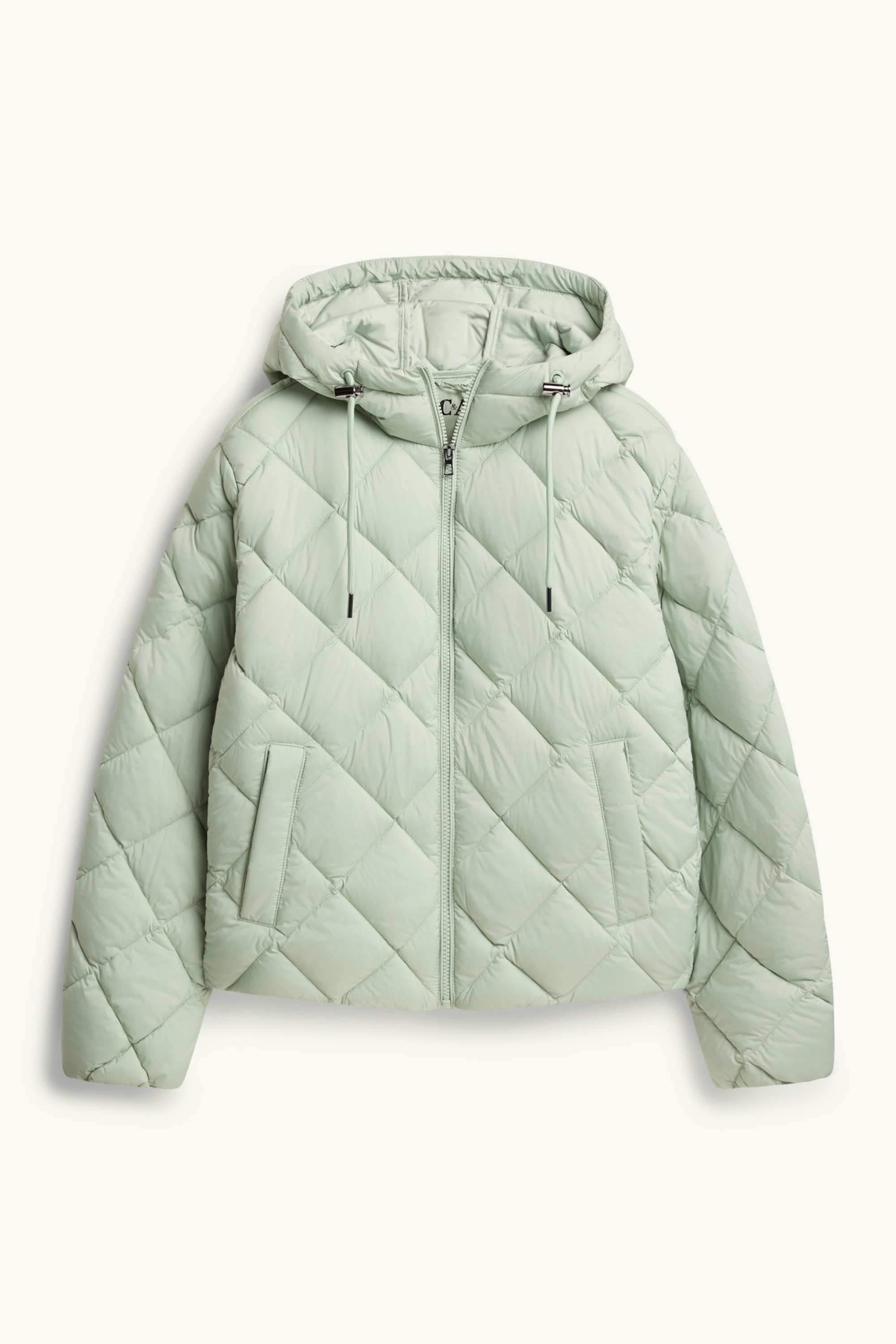 Quilted jacket with hood - water-repellent mint green