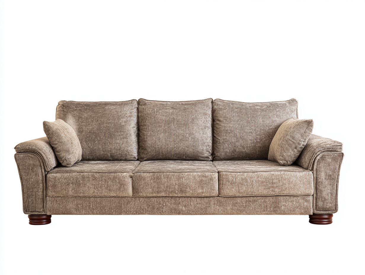 Divani a 3 posti in tessuto beige chiaro per soggiorno 228x96x89 cm - stile classico elegante